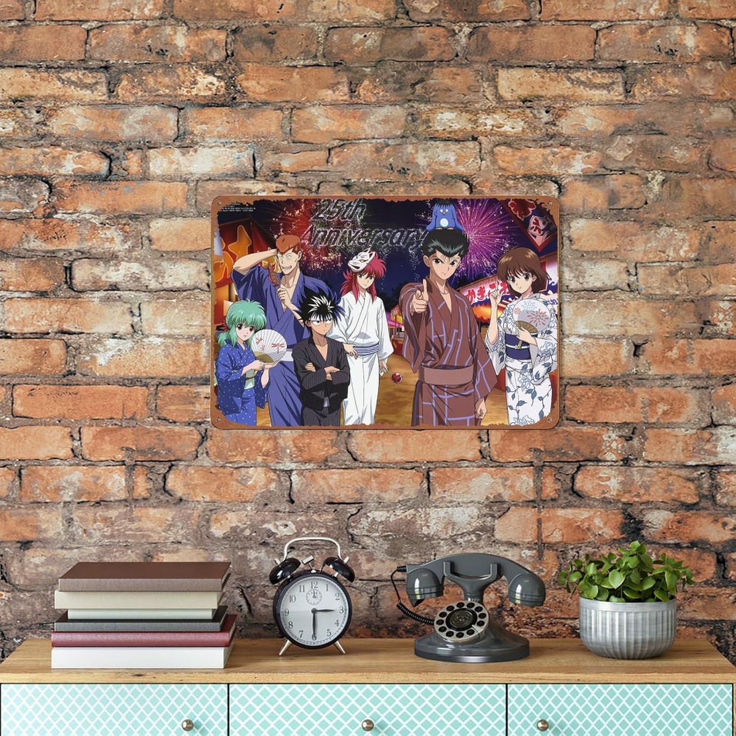 Yu Yu Hakusho Hiei Kurama Yukina Yusuke Urameshi Keiko Yukimura Kazuma Kuwabara Cartel de metal de hojalata vintage decoración de pared sala de