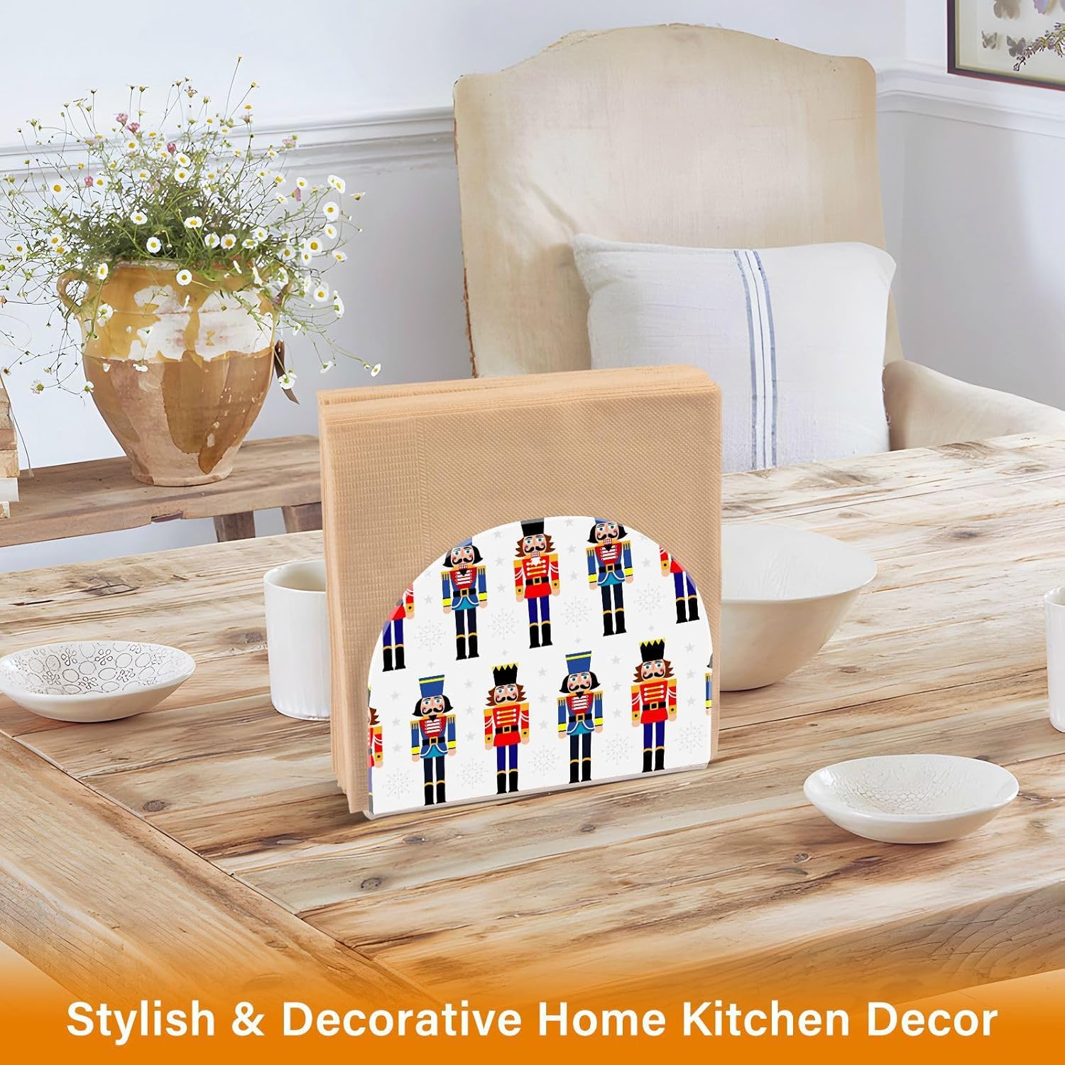 Servilletero de cascanueces de Navidad para mesa, dispensadores de servilletas de tejido acrílico, servilleteros de cóctel para bar, mesa de