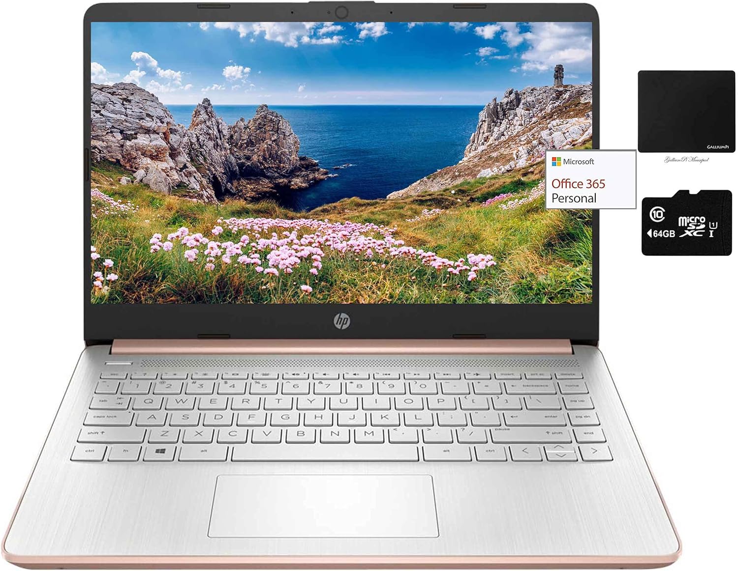 Laptop HP de 14 pulgadas, Intel 2-Core N4020, 8 GB de RAM, 128 GB de almacenamiento (64 GB eMMC+ Micro SD), 1 año Office, paquete de 10 unidades con