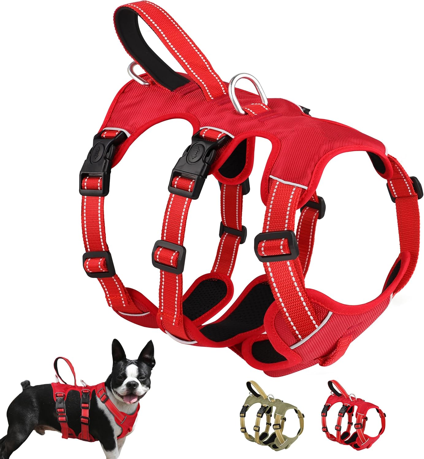 PET ARTIST Arnés multiusos para perros a prueba de escapes, chaleco reflectante ajustable sin tirones con asa de elevación y clip para correa, para