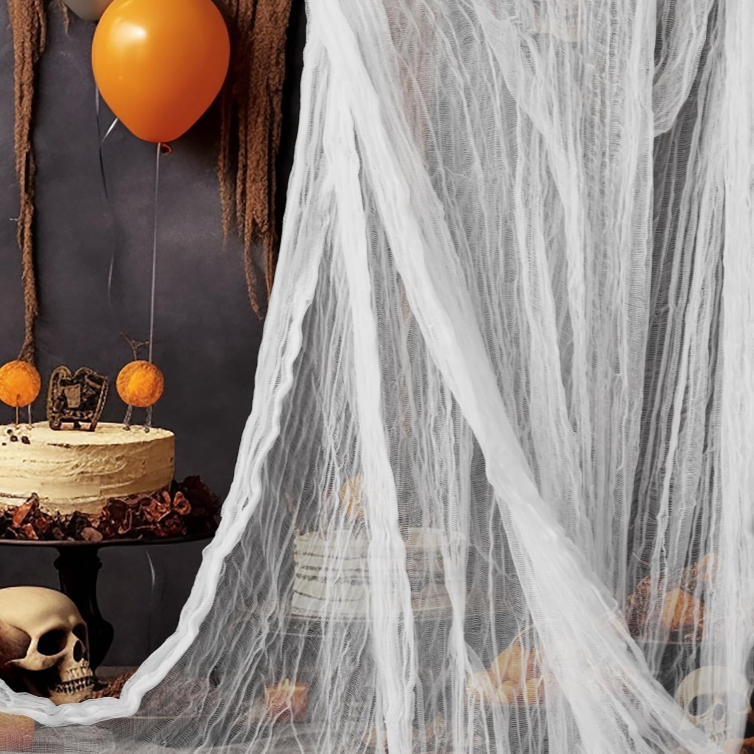 NEBURORA Tela espeluznante de Halloween de 200 x 85 pulgadas, color blanco, para decoración de fiesta de Halloween, para casa embrujada, cubierta de