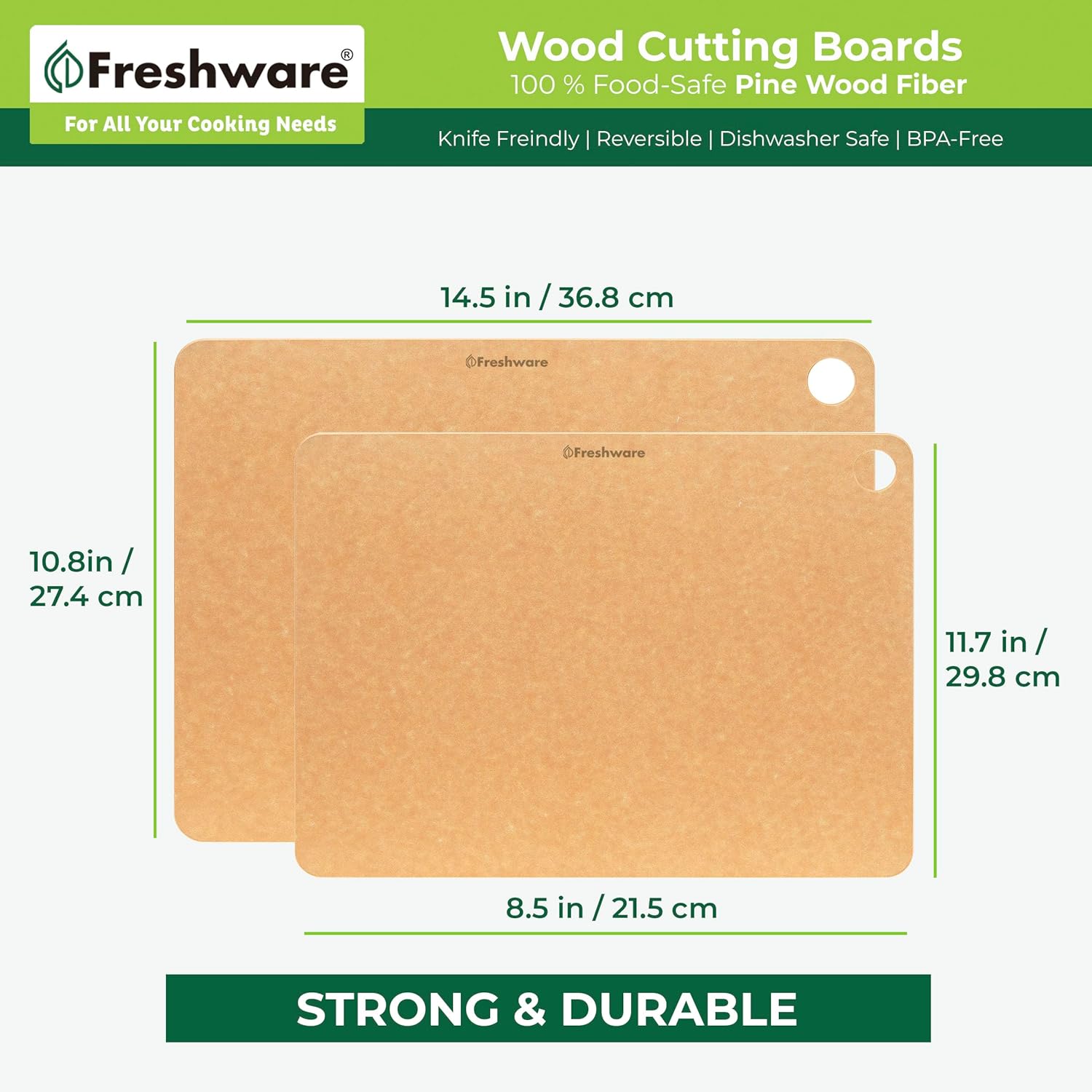 Tablas de cortar de madera para cocina, aptas para lavavajillas, tabla de cortar de madera, fibra de madera de primera calidad, no porosa,