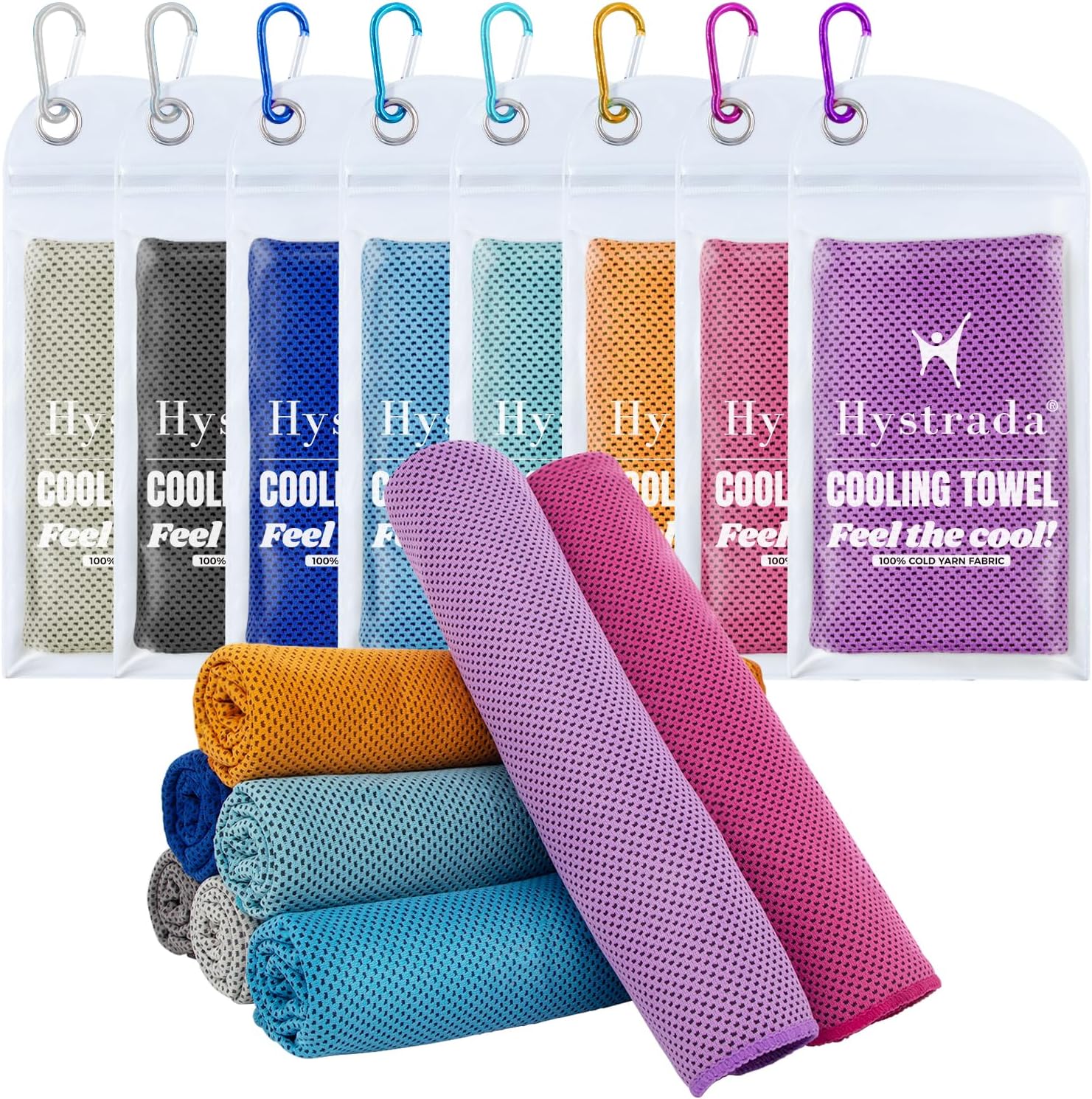 Paquete de 8 toallas refrescantes (40 x 12), toalla de hielo, microfibra, suave y transpirable, toalla fría que se mantiene fresca para yoga,