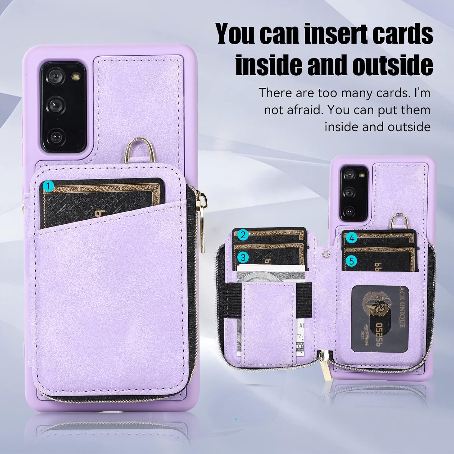 Asuwish Funda de teléfono para Samsung Galaxy S20 FE 5G de 6.5 pulgadas con protector de pantalla y tarjetero con cremallera y soporte de cuero para