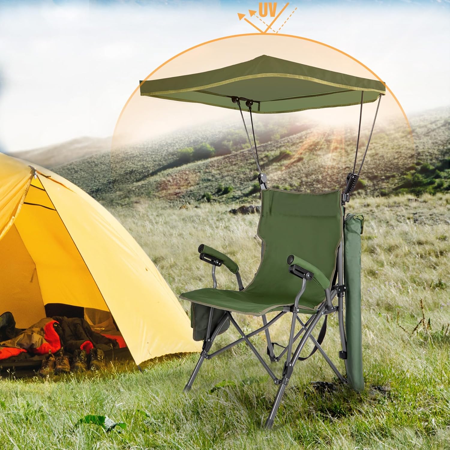 REDCAMP – Sillas de camping plegables de gran tamaño para adultos, resistentes hasta 500 libras, marco de acero resistente para deportes al aire