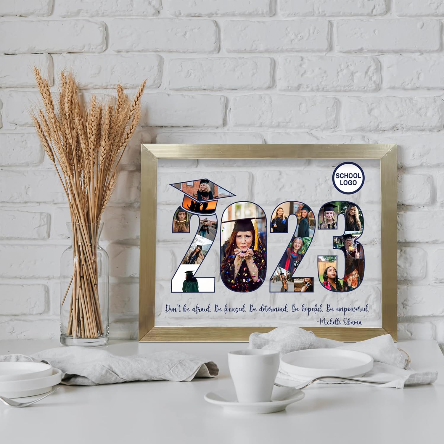 Graduation keepsake- Picture frames- Customized Graduation frame- Gift for grad- Class of 2023- Picture frames for wall- Photo frame (Gold Metallic,