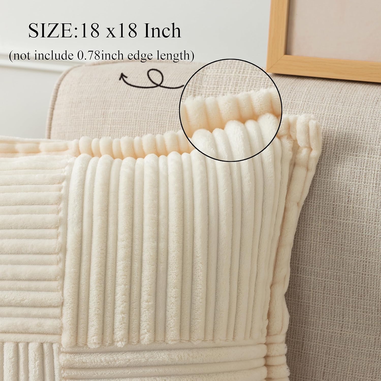 UGASA – Juego de 2 fundas de almohada de pana con textura de rayas súper suaves, fundas de cojín decorativas con costado ancho para casa rural,