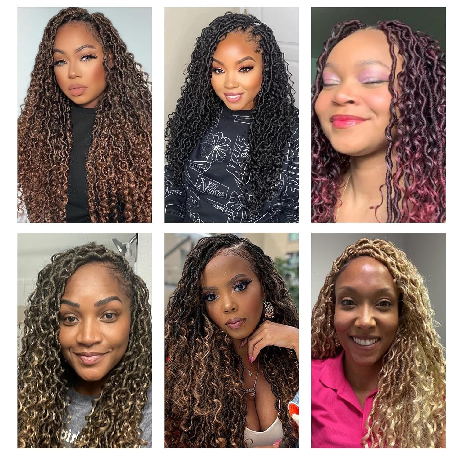 Goddess Locs – Cabello de ganchillo para mujer, rastas río preloopd de 22 pulgadas con extremos rizados, cabello sintético negro, extensiones de