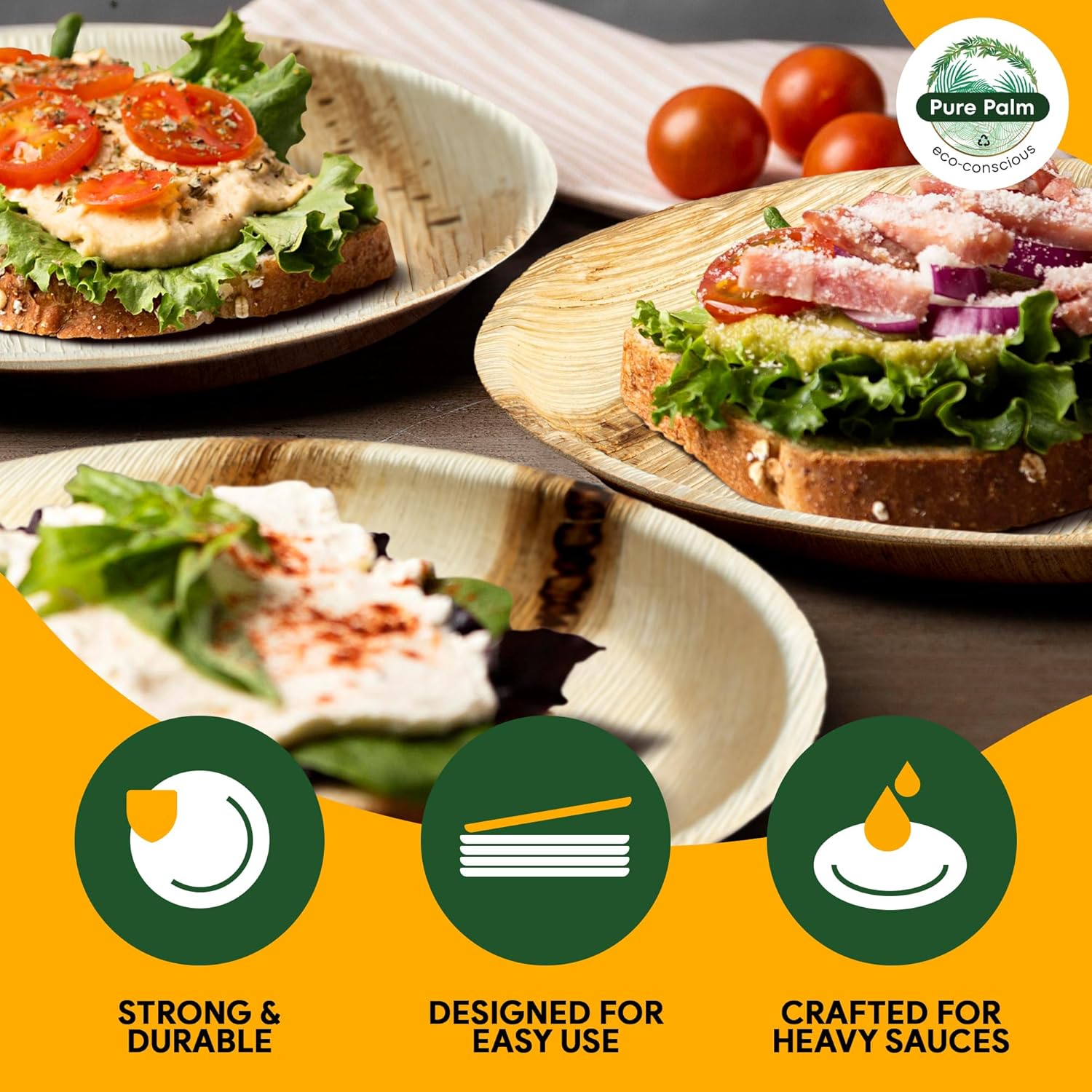 Platos de fiesta de 8 pulgadas, platos de hoja de palma, platos biodegradables, 25 piezas, bonitos platos desechables redondos y redondos, con