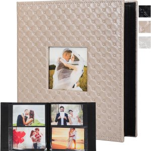 RECUTMS 200 álbumes de fotos de 4 x 6 pulgadas, 200 álbumes de fotos pequeñas, cubierta de cuero de primera calidad, página interior negra, libro de RECUTMS 200 álbumes de fotos de 4 x 6 pulgadas, 200 álbumes de fotos pequeñas, cubierta de cuero de primera calidad, página interior negra, libro de