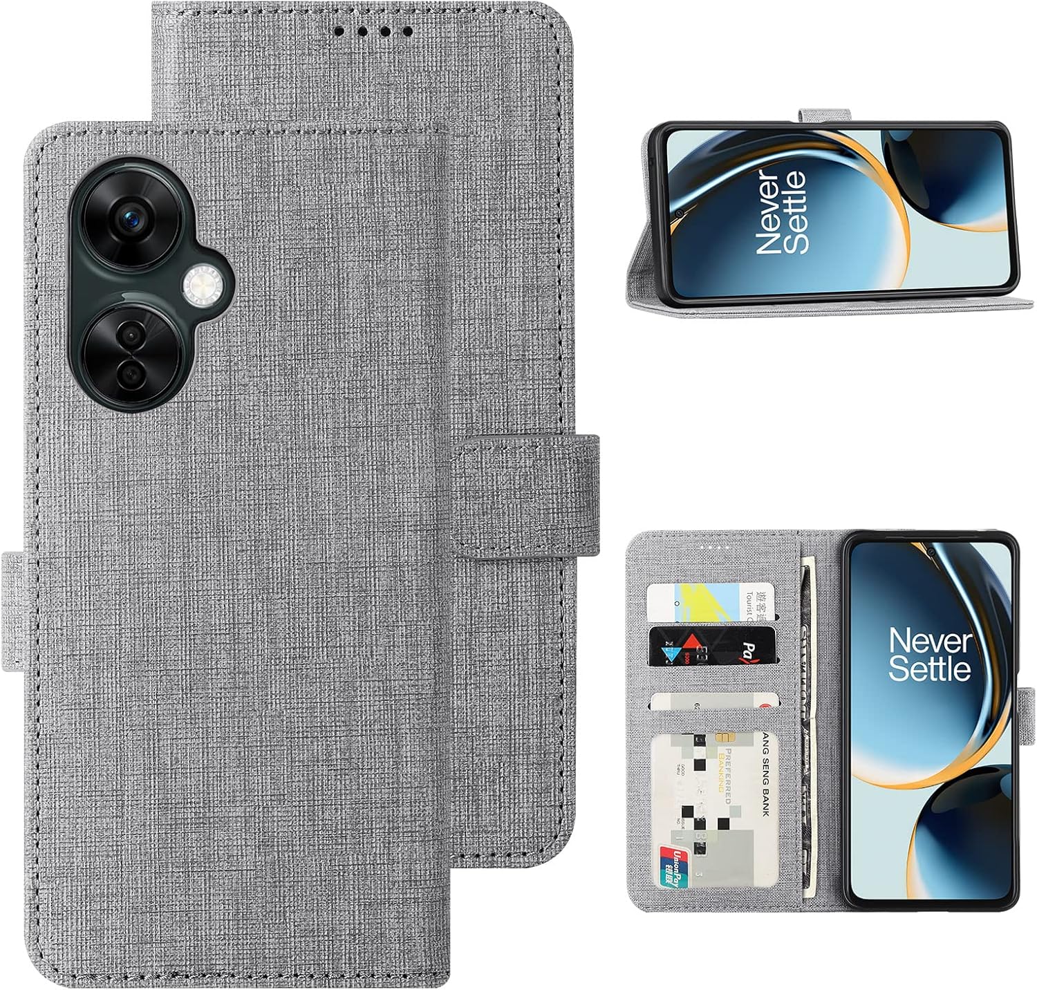 Foluu Funda para OnePlus Nord N30 5G, con cierre magnético, ranuras para tarjetas, soporte para dinero en efectivo, soporte de TPU transparente, a