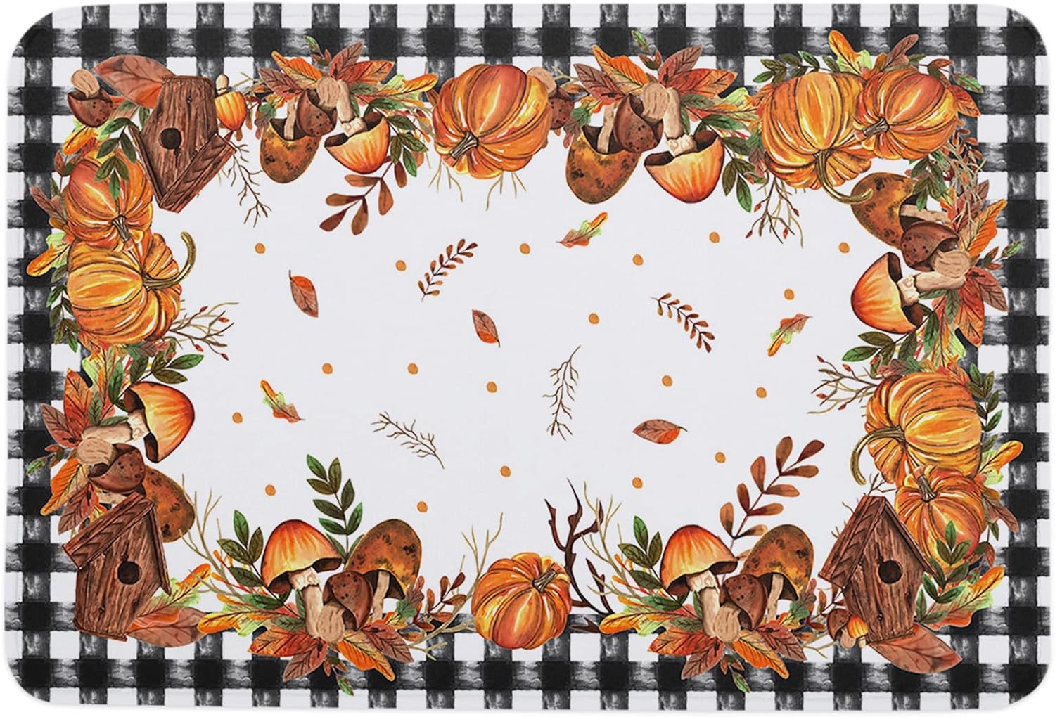 Autumn Bathroom Rug Maple Leaf Pumpkin Fall Bathroom Mat Sponge Doormat, Bathroom Mat Non-Slip Washable Durable Foam Mat Bathroom Rug, 32x20In