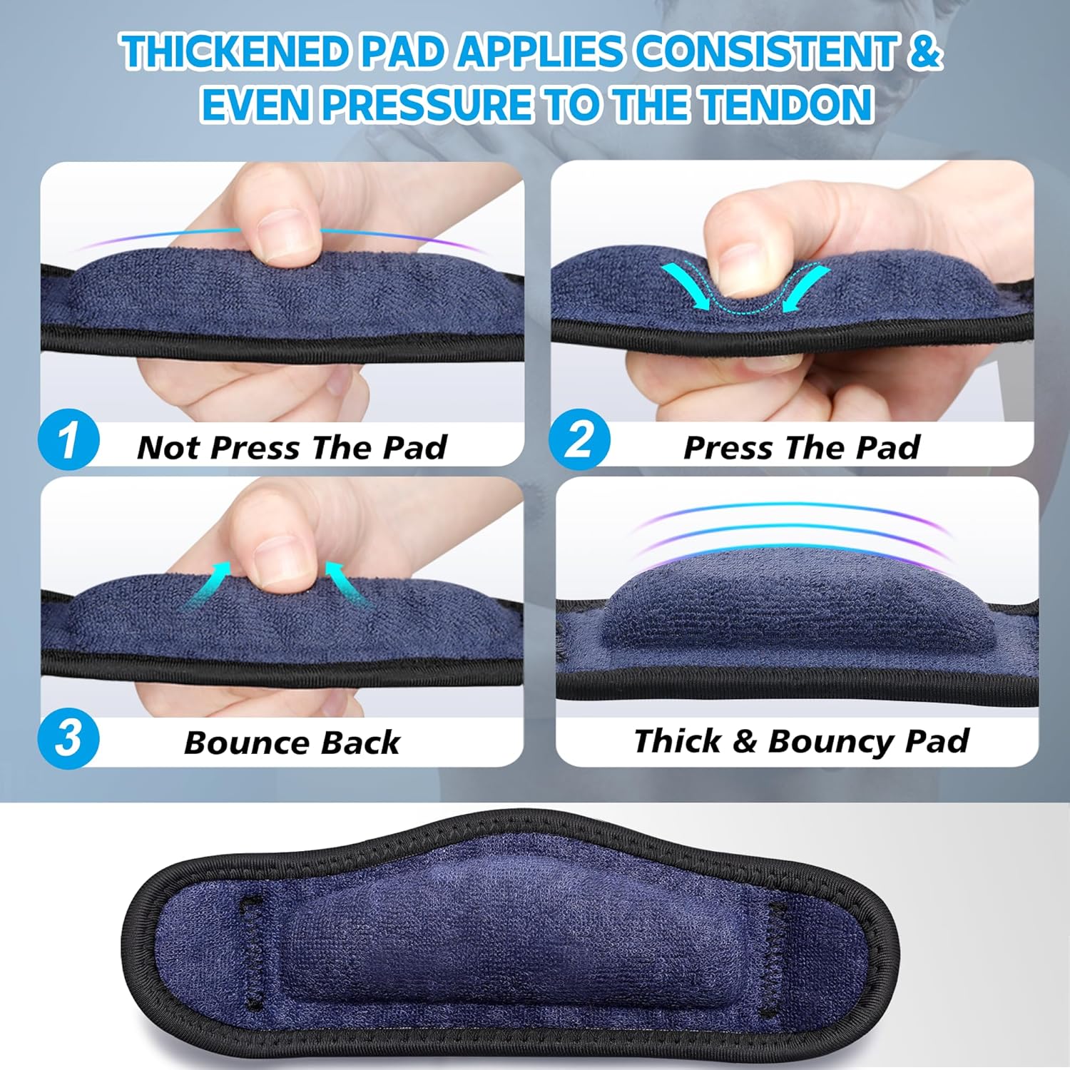 IPOW Paquete de 2 coderas de tenis y golfistas, coderas de tenis con almohadilla gruesa para hombres y mujeres, coderas para tendinitis y alivio del