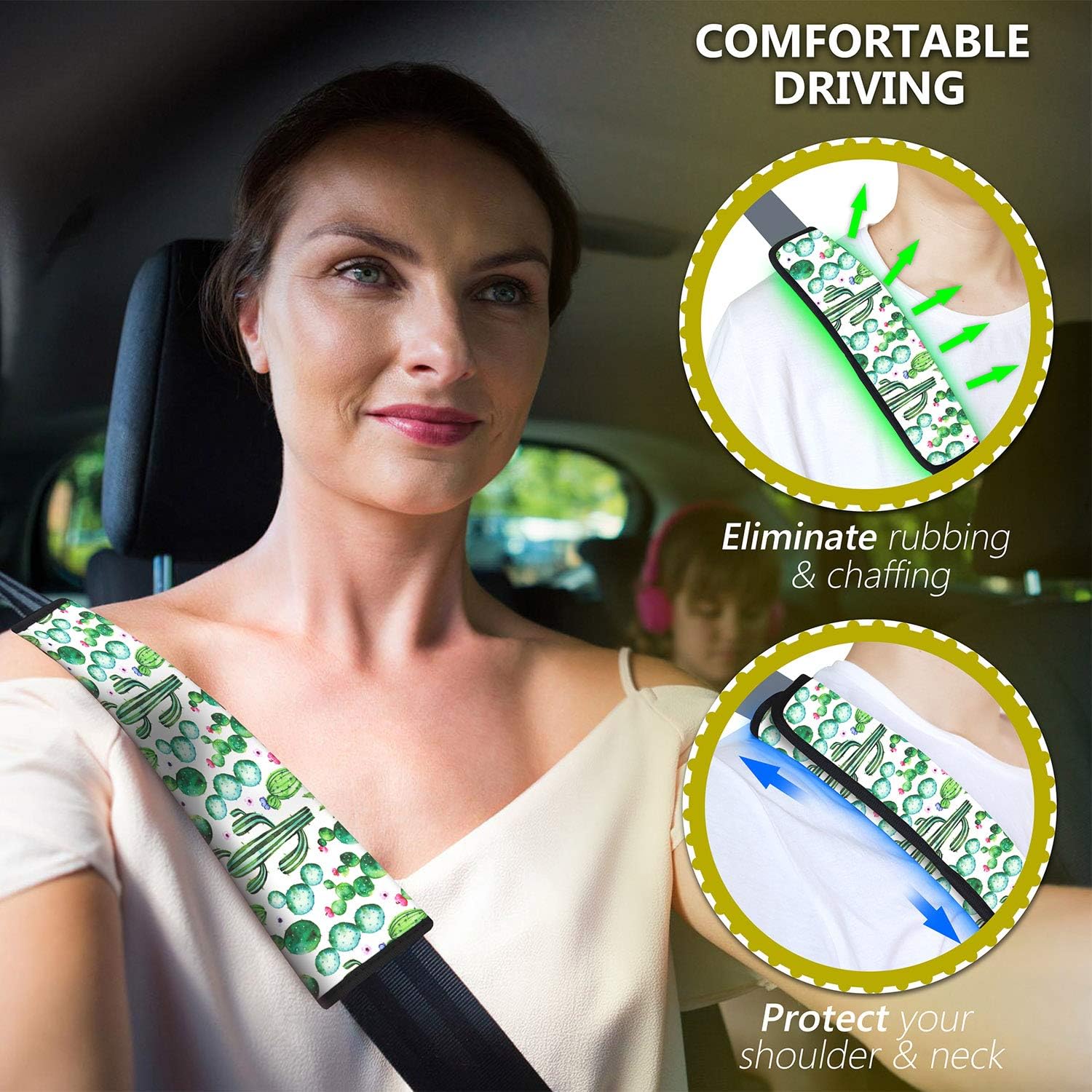 YR Paquete de 2 almohadillas para cinturón de seguridad de automóvil, fundas universales para cinturón de seguridad de automóvil, fundas de correa