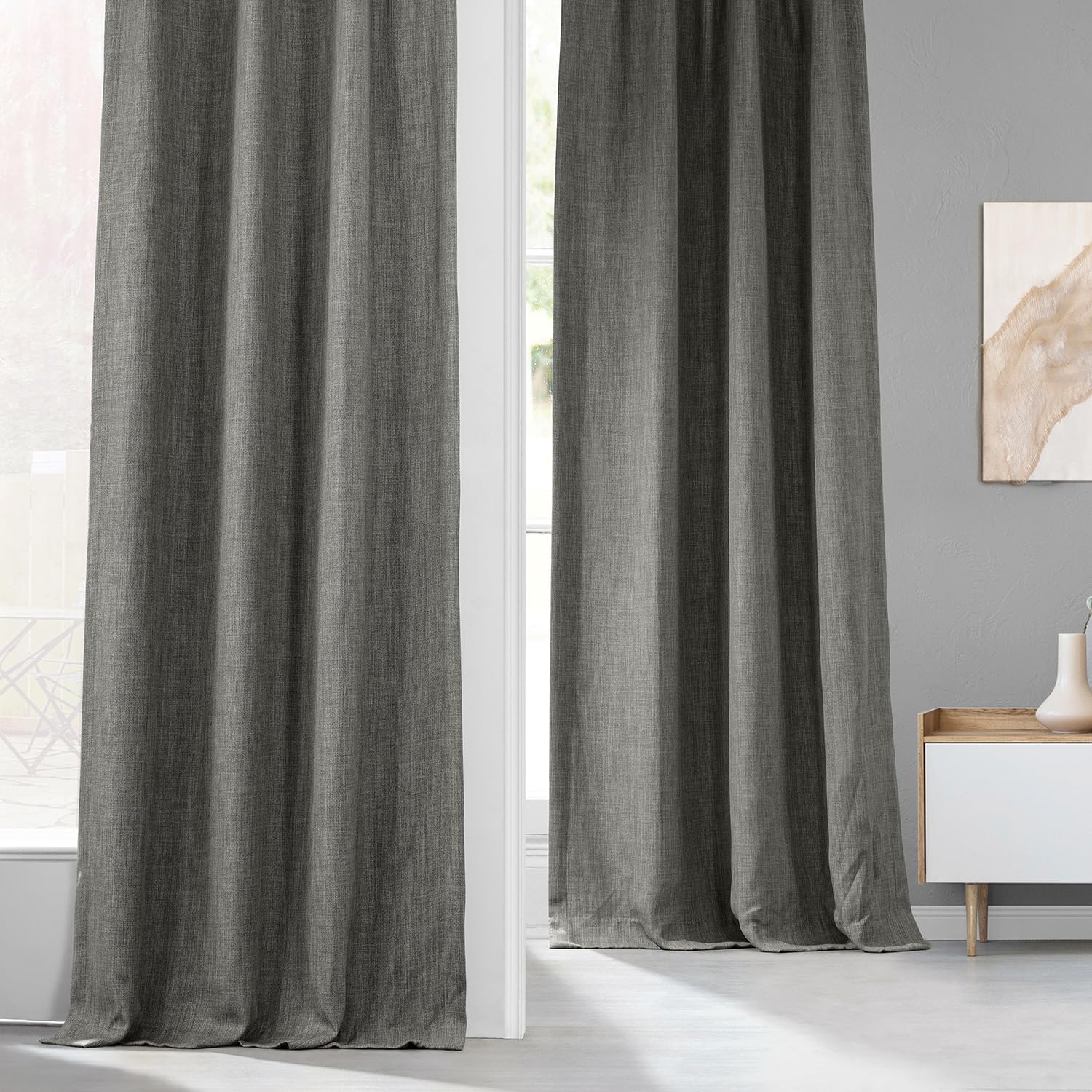 HPD Half Price Drapes – Cortina de lino sintético para oscurecer la habitación, dormitorio y sala de estar, 1panel, 50pulgadas de ancho x