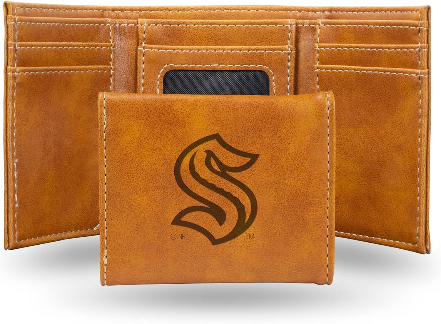 Rico Industries NHL – Cartera triple grabada con láser, con grabado láser, accesorio para hombre