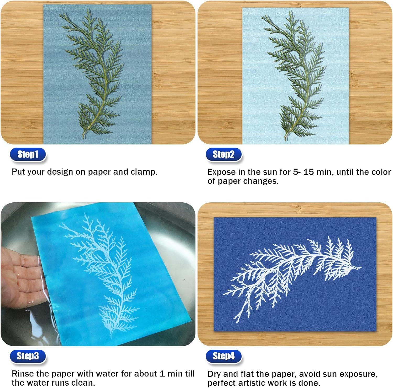 Papel de cianottipo, 30 piezas de papel de impresión solar, papel de impresión de naturaleza de alta sensibilidad, papel de dibujo solar para