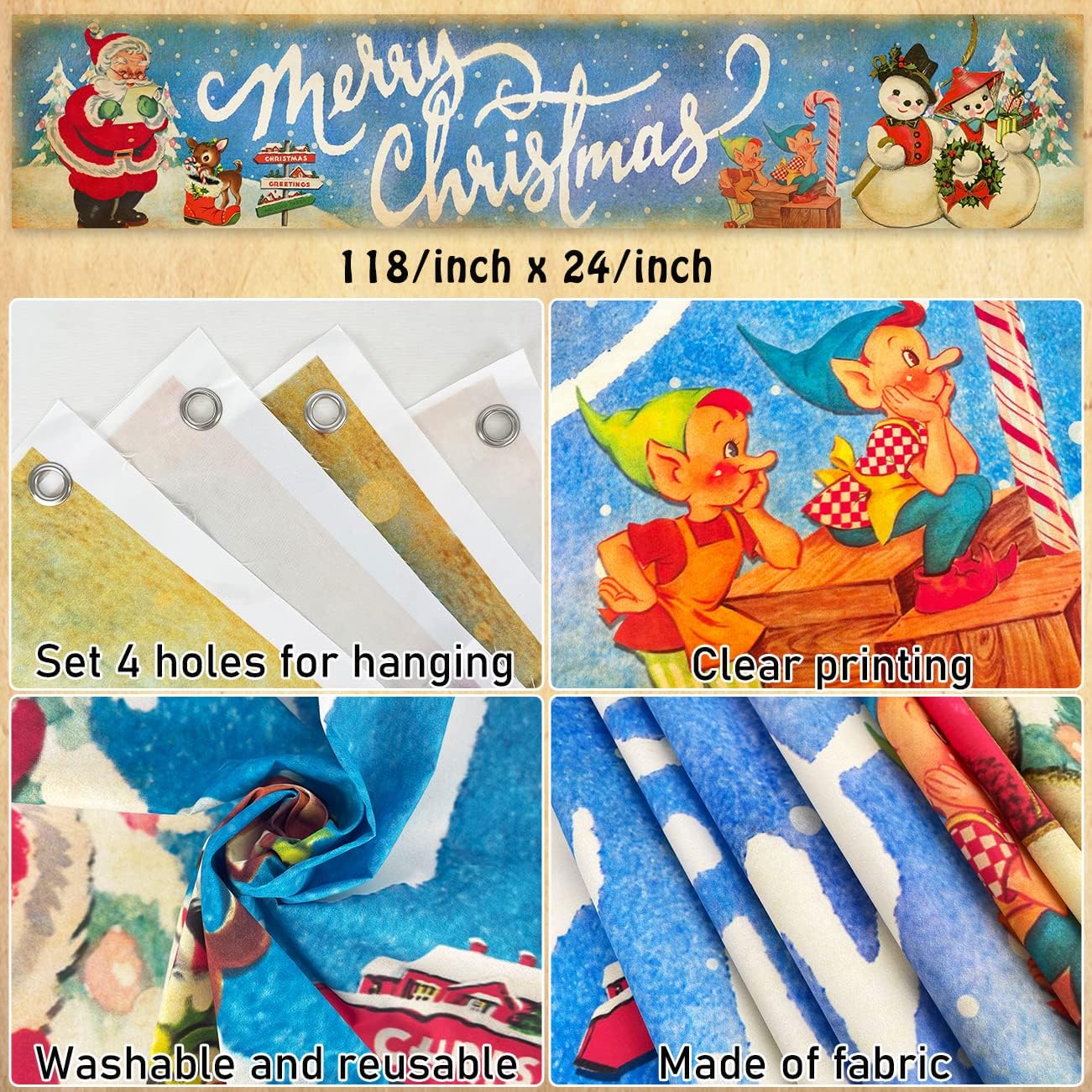 Decoraciones de Navidad vintage, pancarta de Feliz Navidad, letrero vintage de Papá Noel, muñeco de nieve, letreros de patio, Navidad, vacaciones,