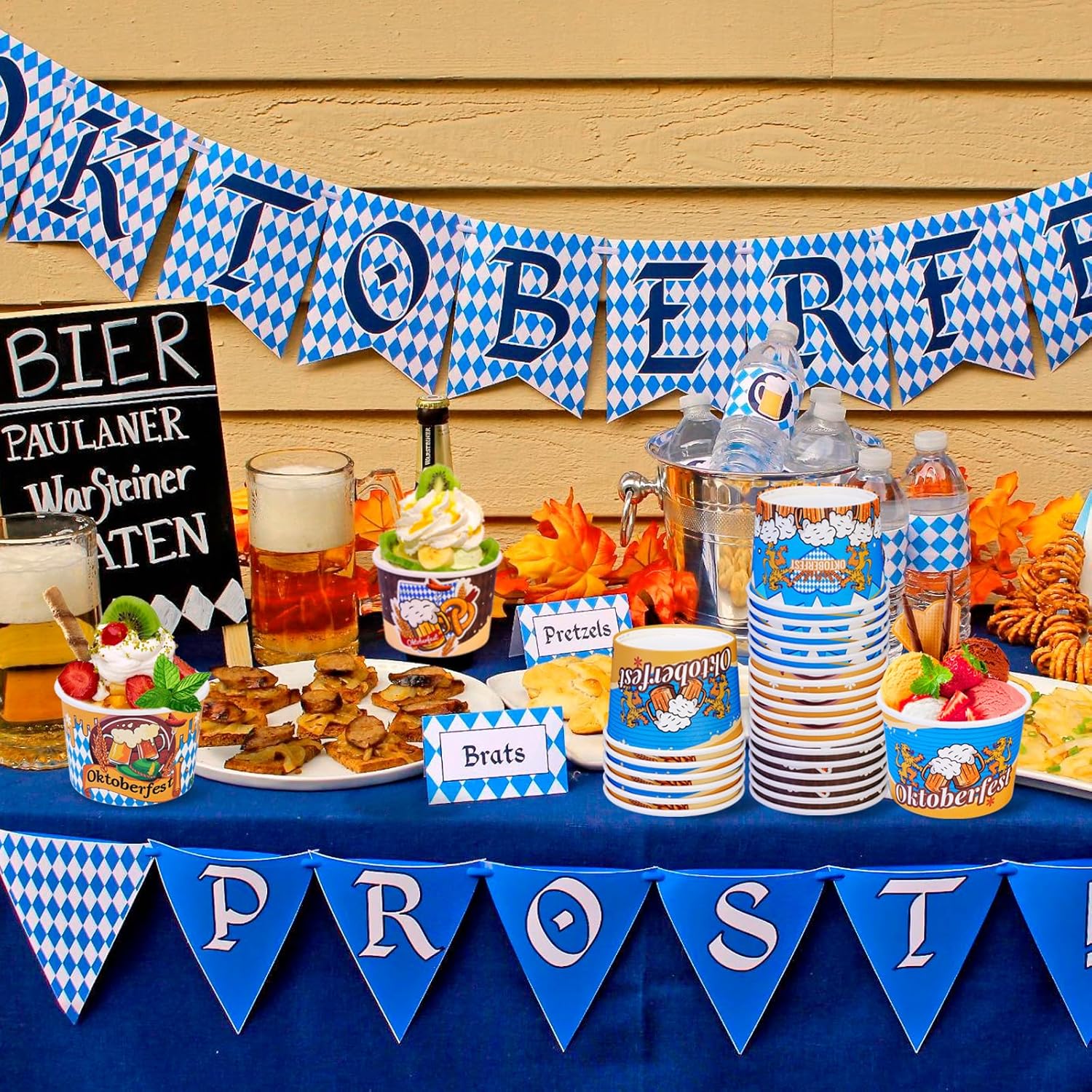 HOWAF 24 tazas de aperitivos para fiesta de Oktoberfest, taza de helado de Oktoberfest, cuenco de aperitivos de Oktoberfest, taza de papel