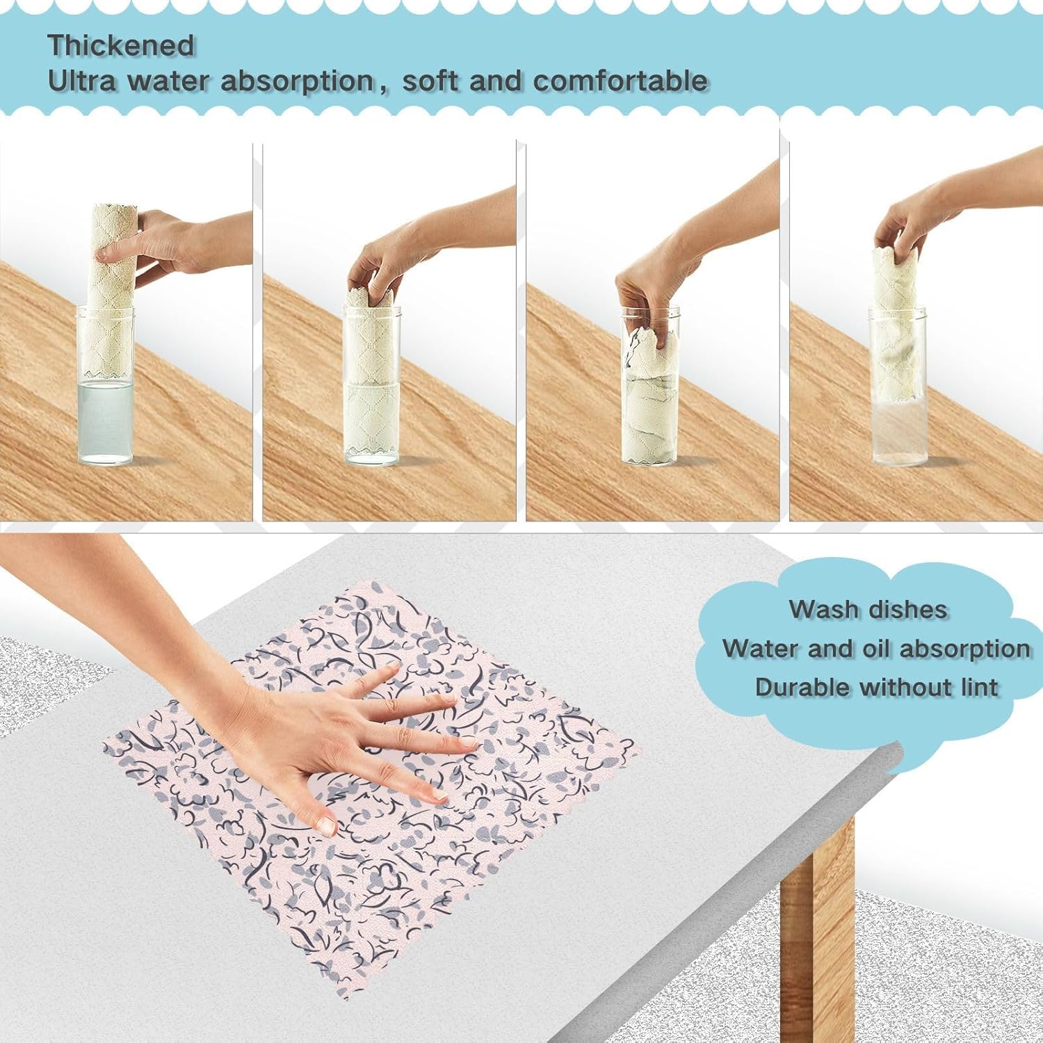 FRODOTGV Floral Outline Mid Century Modern Quality Print Microfiber Towels Kitchen Quick Dry 6 Pack Kitchen Accessories for Cooking for Countertop