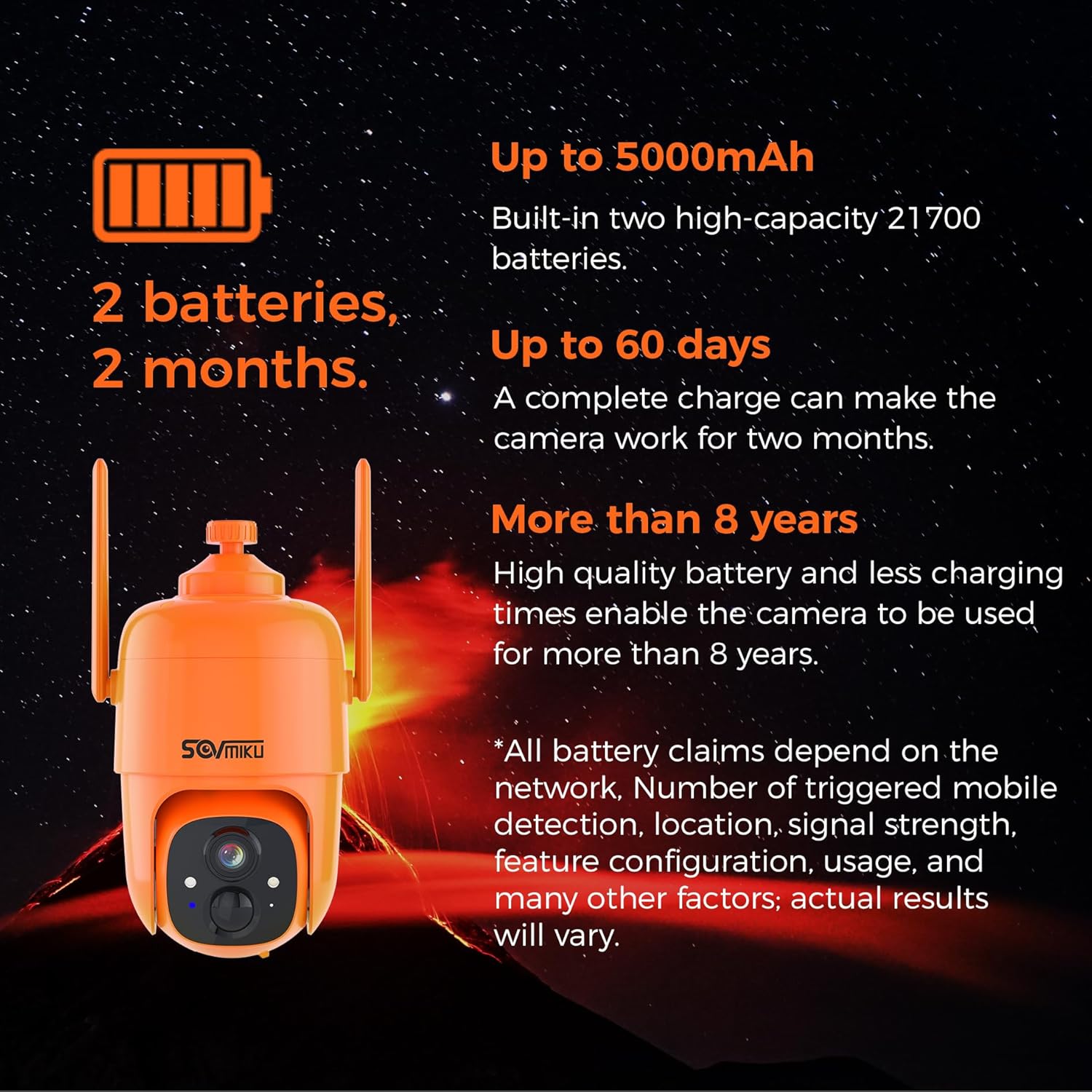Sovmiku Hephaestus X1 2K Cámara de seguridad solar de defensa activa inalámbrica para exteriores, 2 años de almacenamiento en la nube gratuito,