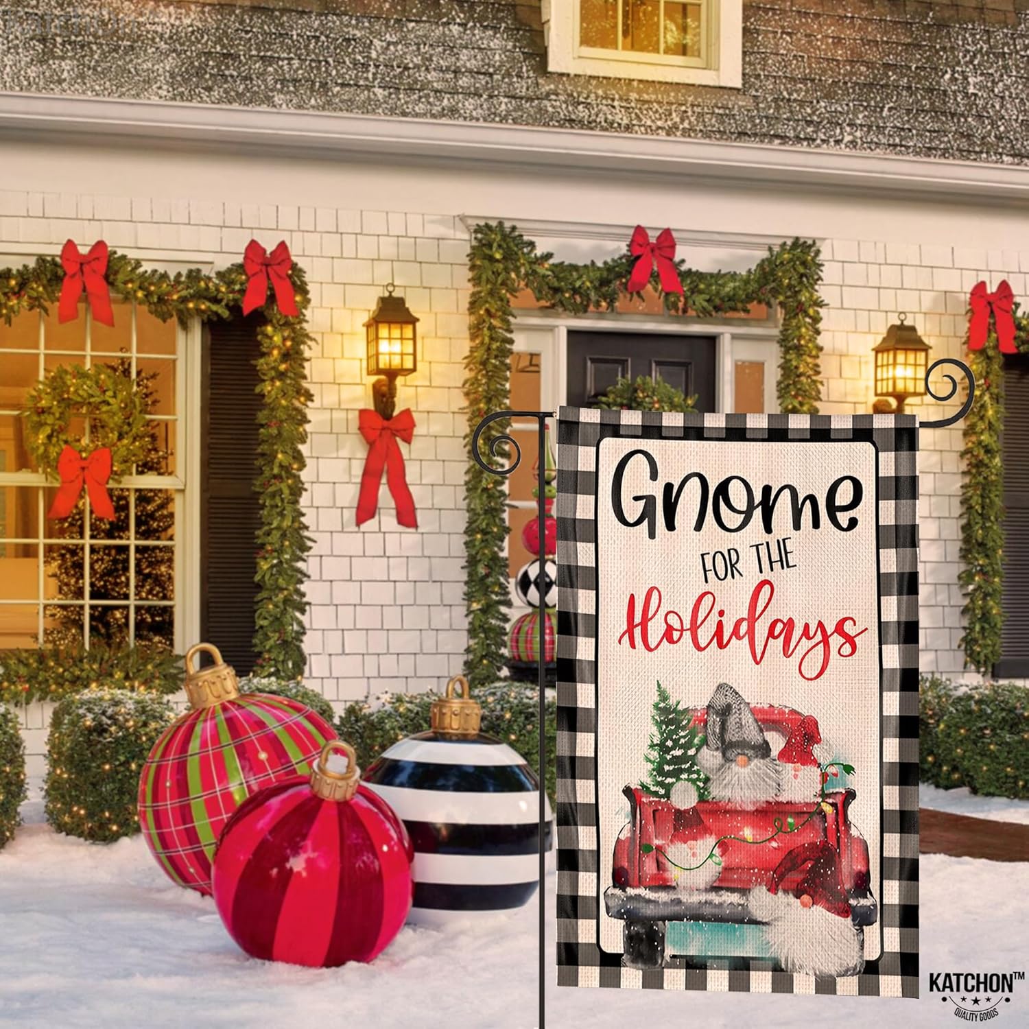 KatchOn, Gnome Christmas Garden Flags for Outside – 12×18 Inch, Double Sided  Christmas Yard Flag for Outside Christmas Decorations  Merry Christmas