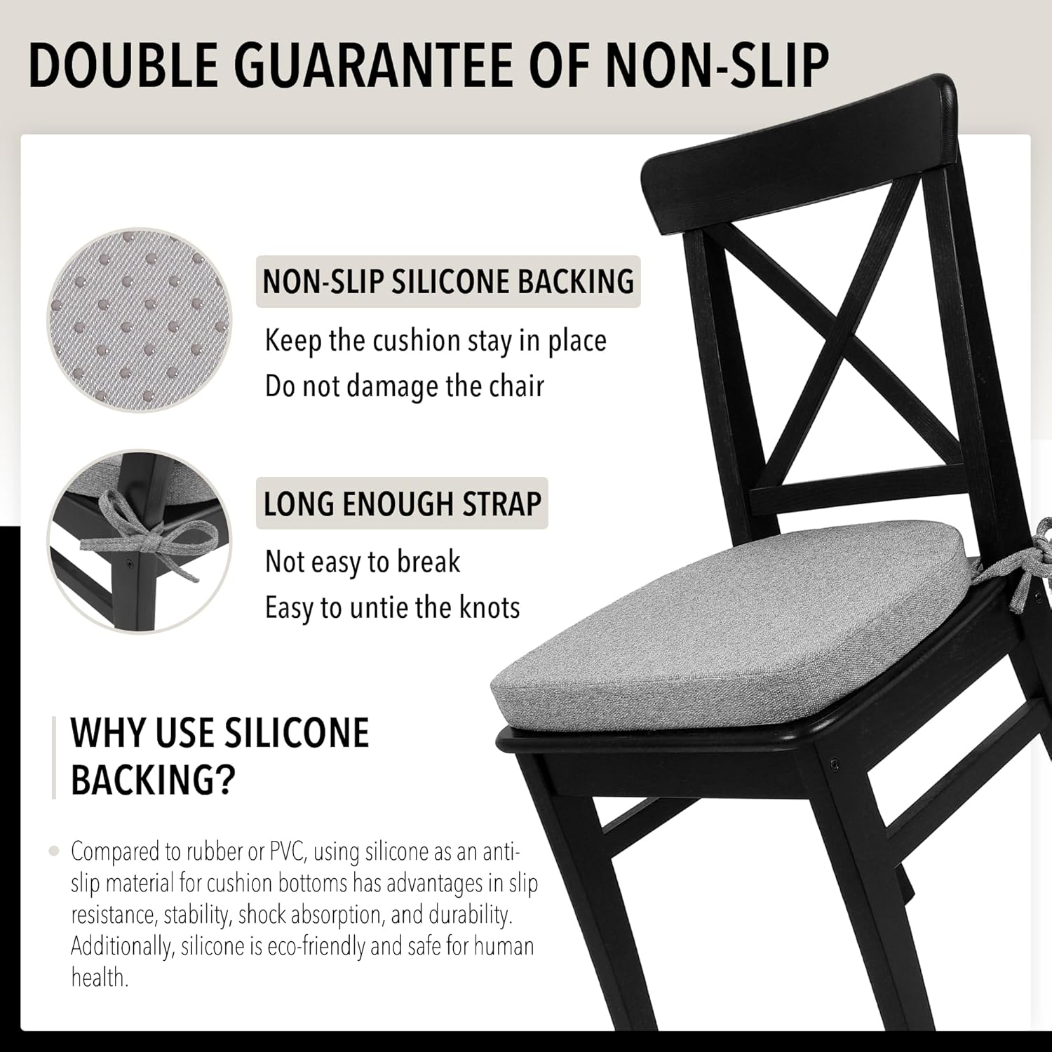 Tromlycs Cojines de silla para sillas de comedor, almohadillas de cocina, paquete de 4 asientos de habitación para interiores en forma de U,