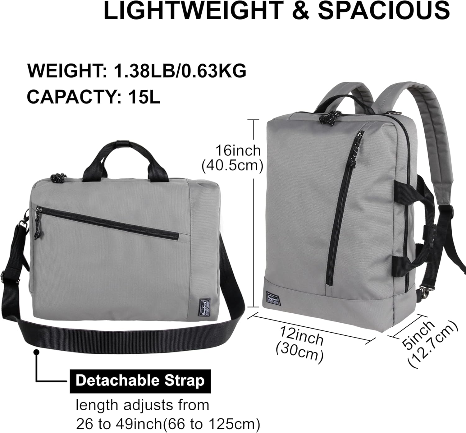 Rangeland Mochila Smart Business Brief – Bolso de mensajero de hombro para laptop Urban Commuter, Gris,claro