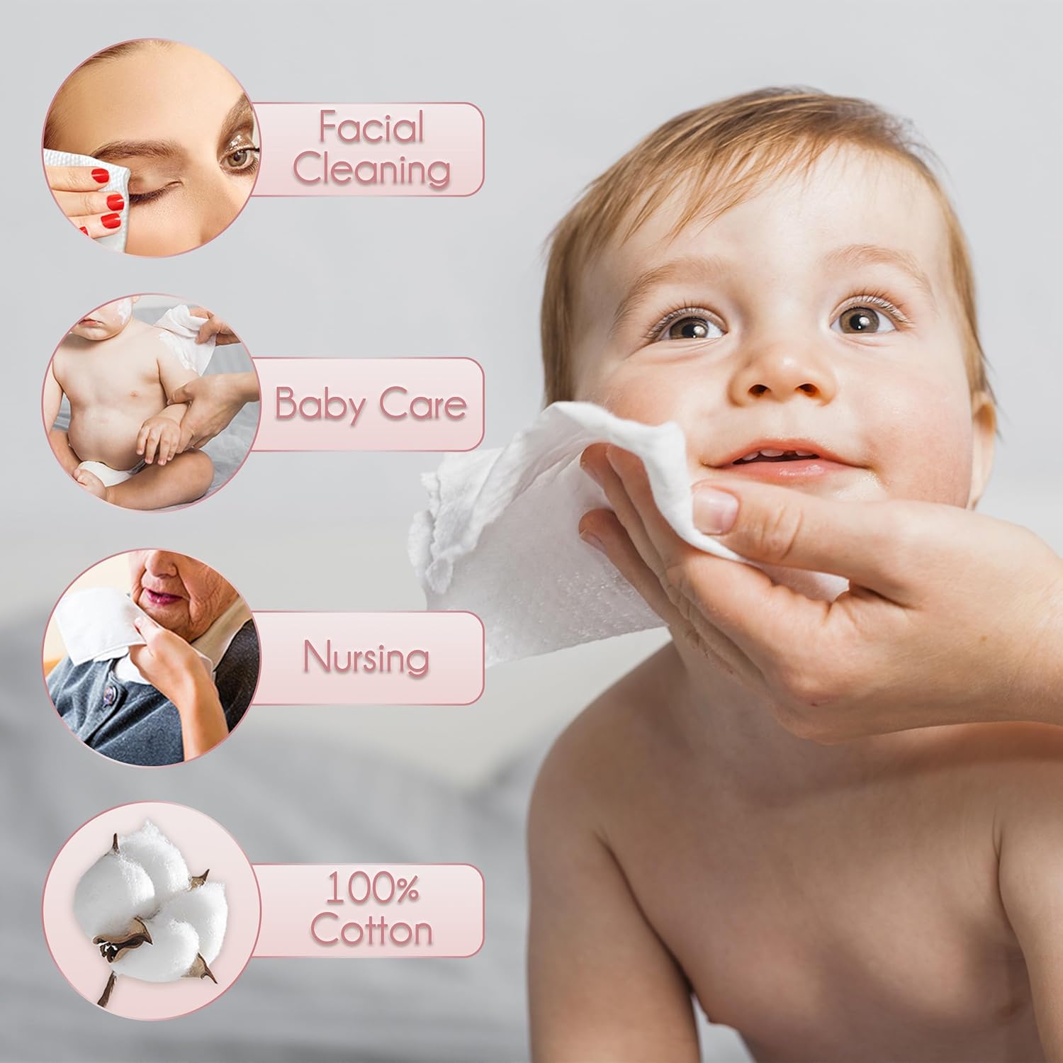 Toalla facial desechable 100% algodón, toalla facial biodegradable para secar la cara, 200 unidades4 cajas extra gruesas, suaves, toallas faciales