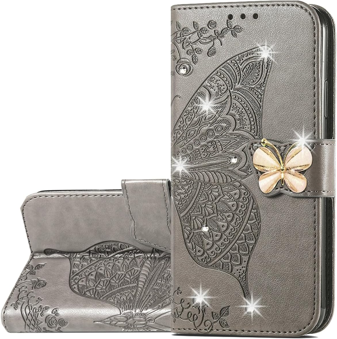 Monwutong Funda tipo cartera para Samsung Galaxy A13 5G, diseño de mariposa 3D, funda de piel sintética con cierre magnético fuerte y ranuras para