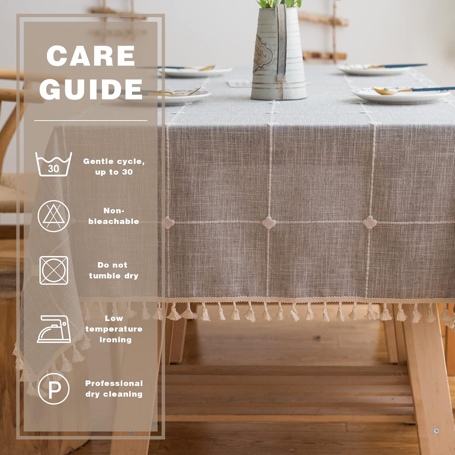 Pahajim – Mantel rectangular de peso de lino y algodón, resistente al polvo, para fiestas, para la cocina, para cenas