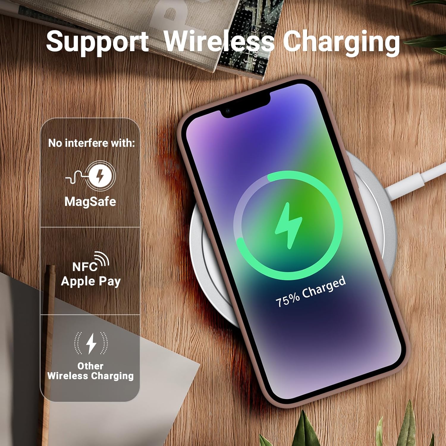 AOTESIER Funda compatible con iPhone 13, Serie Slim de silicona Funda protectora de cuerpo completo a prueba de golpes con forro de microfibra suave