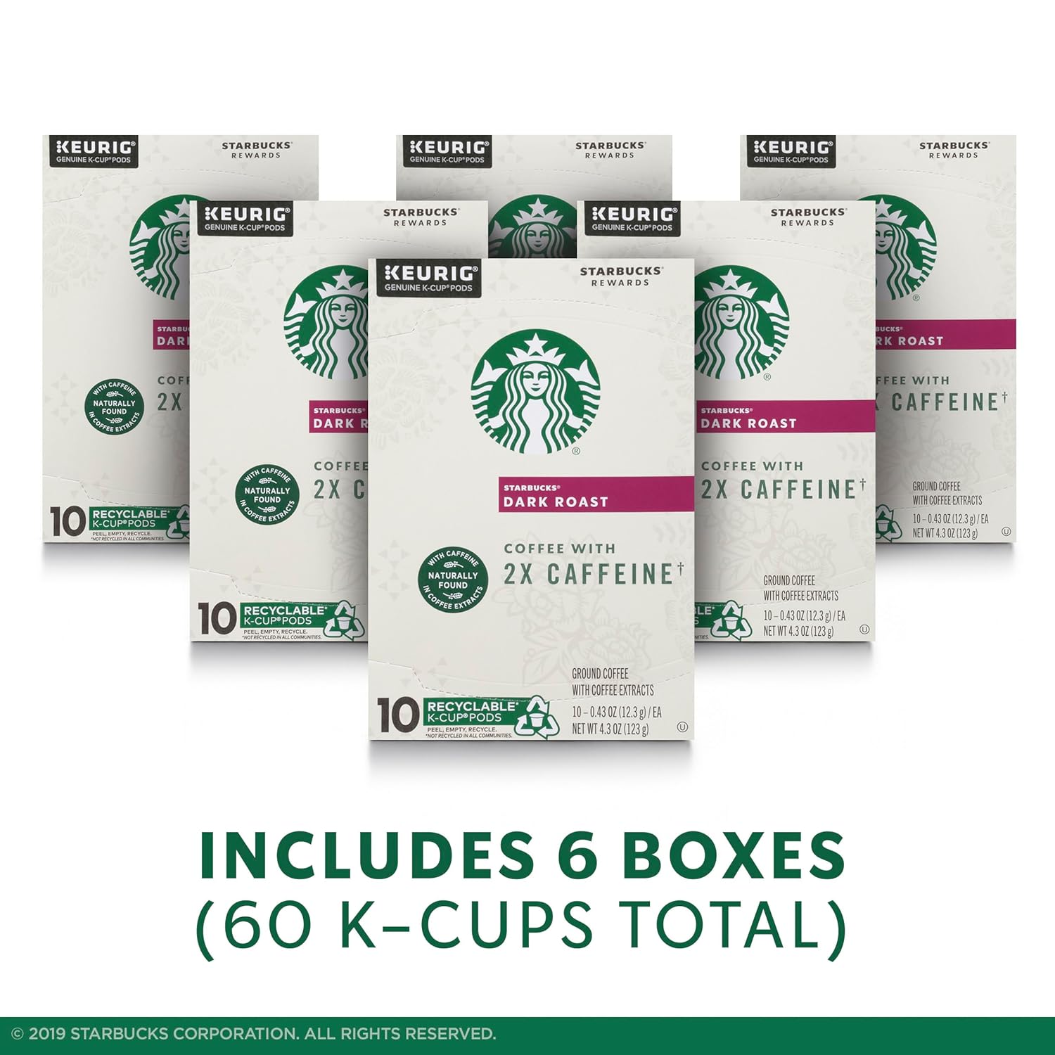 Starbucks K-Cups de café tostado oscuro con 2 veces más cafeína, cápsulas de café para cafeteras Keurig, 1 caja (10 cápsulas)