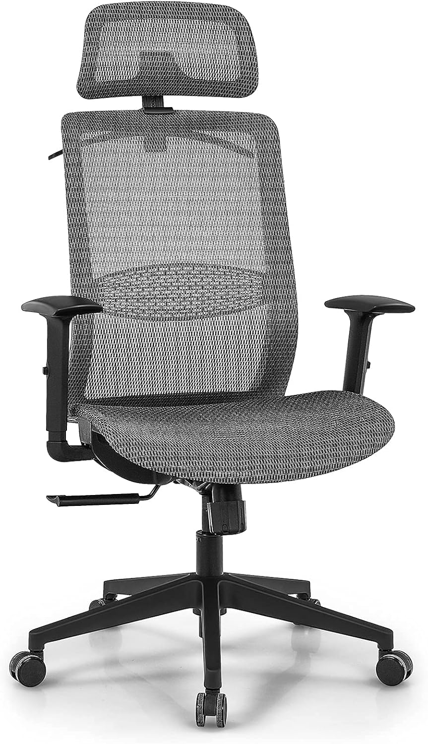 BestComfort Silla de oficina de malla con respaldo alto, silla ejecutiva ergonómica con ángulos reclinables ajustables, soporte lumbar,