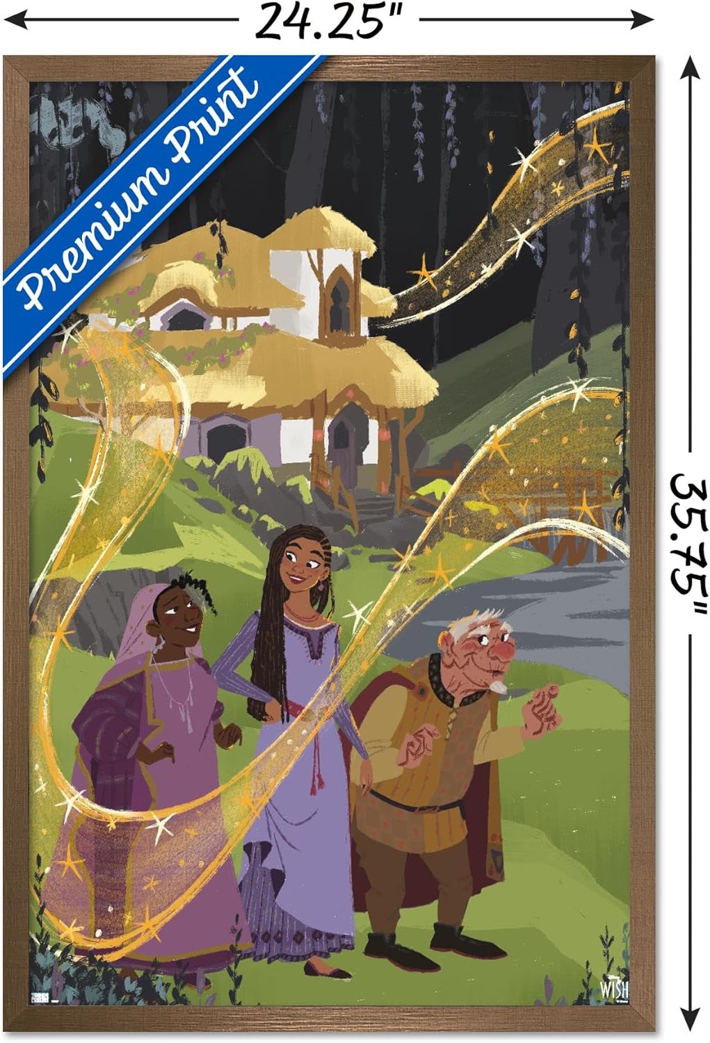 Trends International Disney Wish – Póster de collage 1 (familiar), póster de pared, 22.37 x 34.00 pulgadas, versión enmarcada en bronce