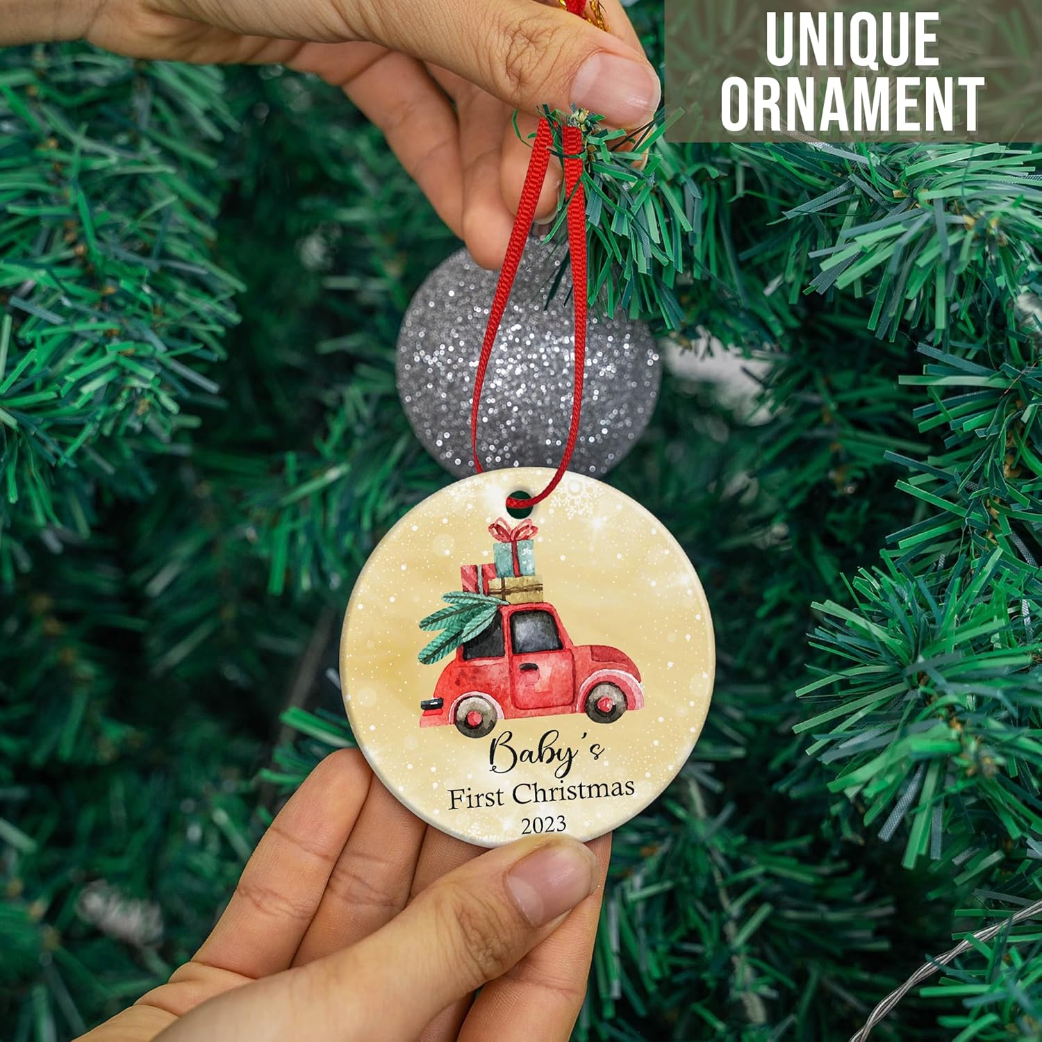 Adorno de Navidad de bebé 2023  Adorno de primera Navidad para bebé 2023, primer árbol de Navidad para bebé, niña, adorno de primera Navidad para