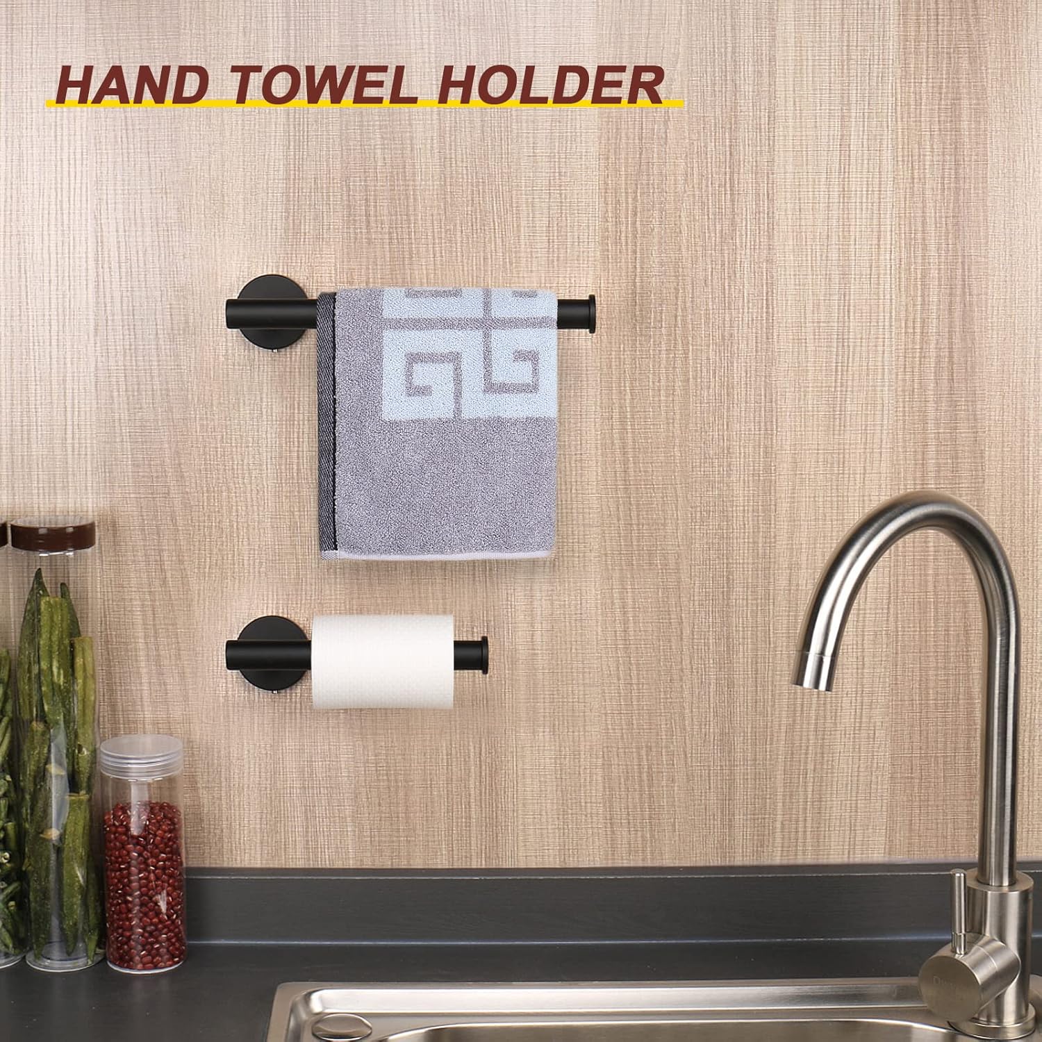 NearMoon Soporte para papel higiénico de baño + toallero de mano, juego de 2 piezas de accesorios de baño, soporte para rollo de papel higiénico de
