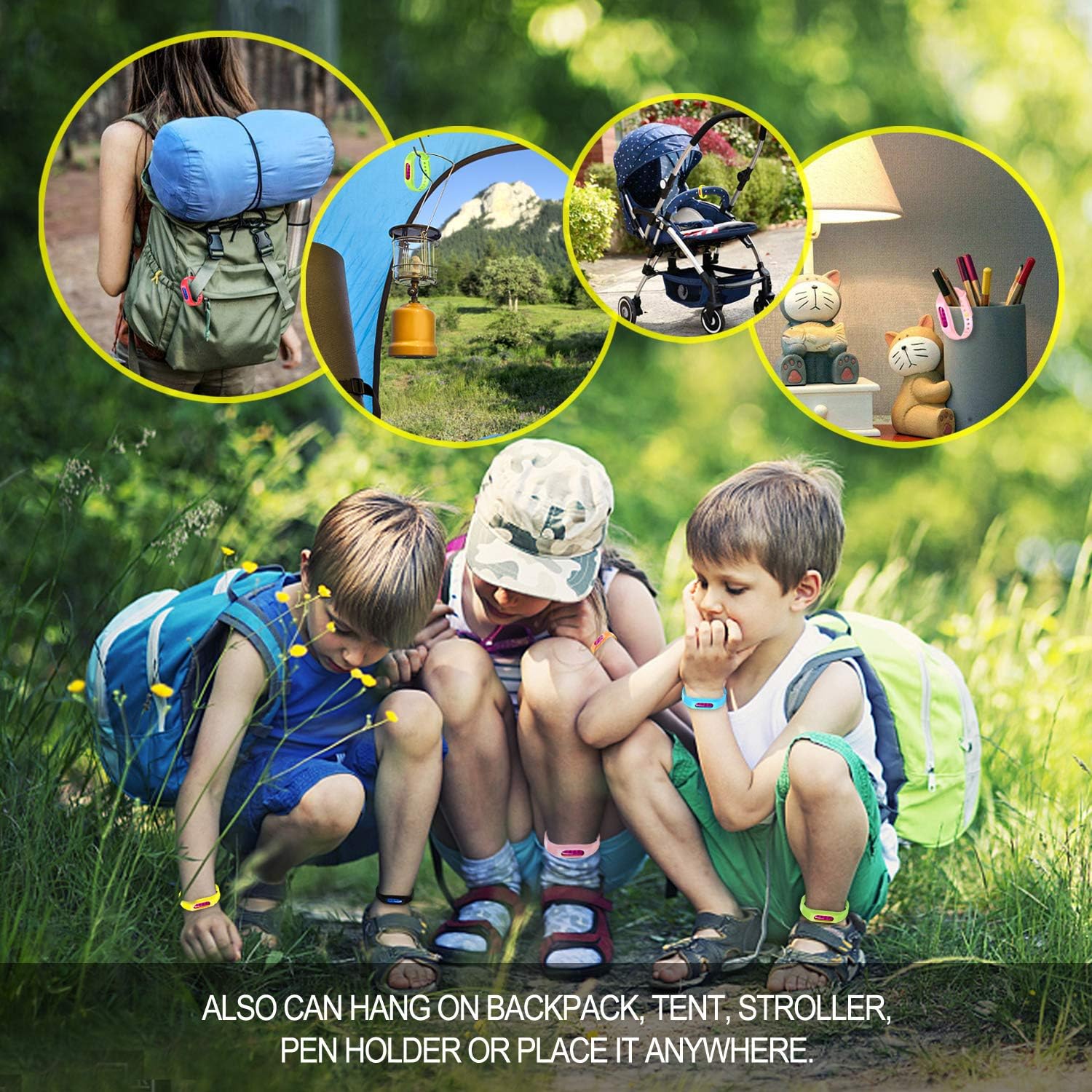 Paquete de 12 pulseras repelentes de mosquitos, bandas repelentes de mosquitos envueltas individualmente para niños y adultos, pulseras repelentes