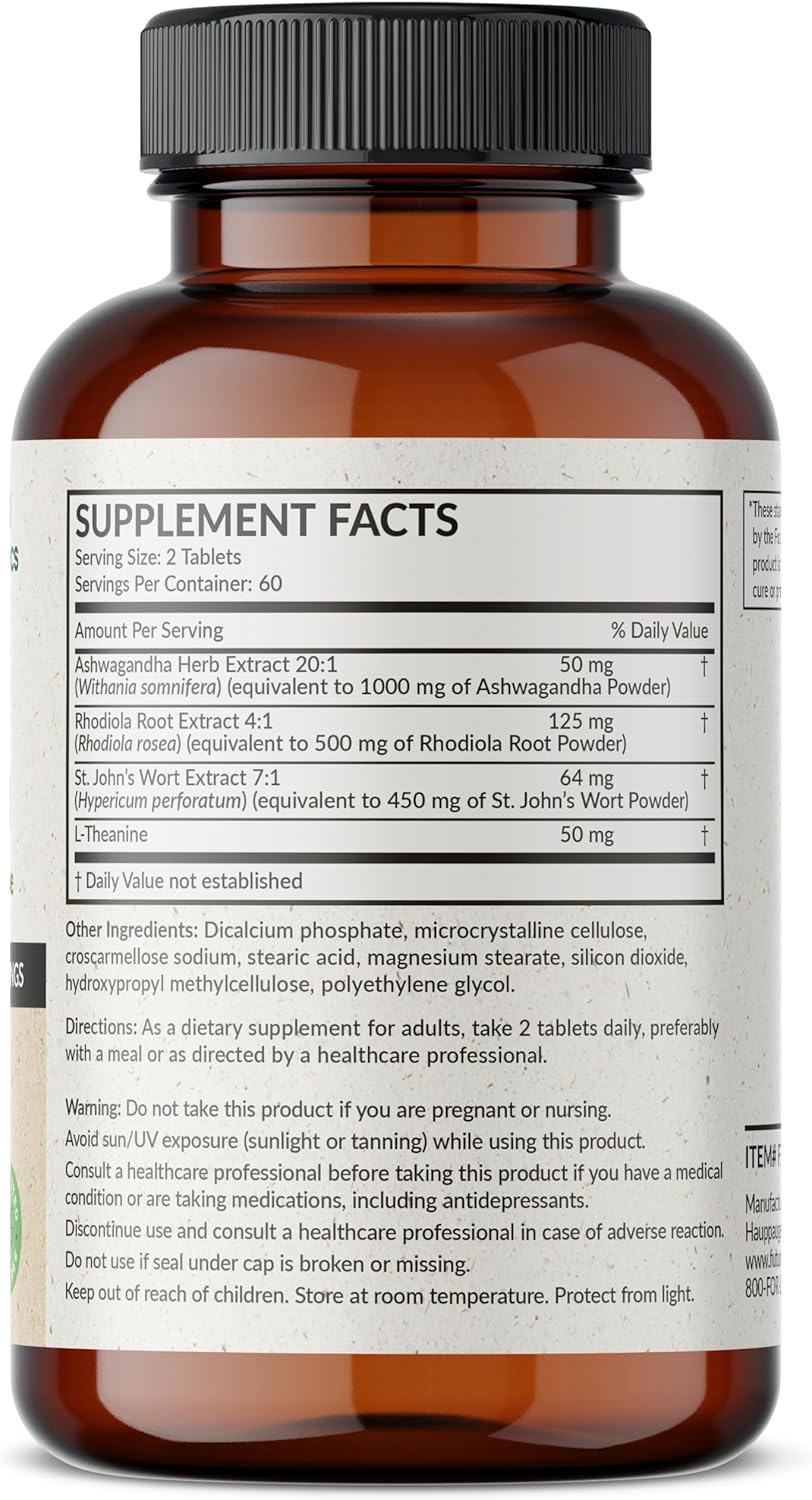 Futurebiotics Chill Pill + Ashwagandha, Rhodiola, hierba de San Juan y L-teanina de 2000 mg por porción, sin OMG, 120 tabletas vegetarianas