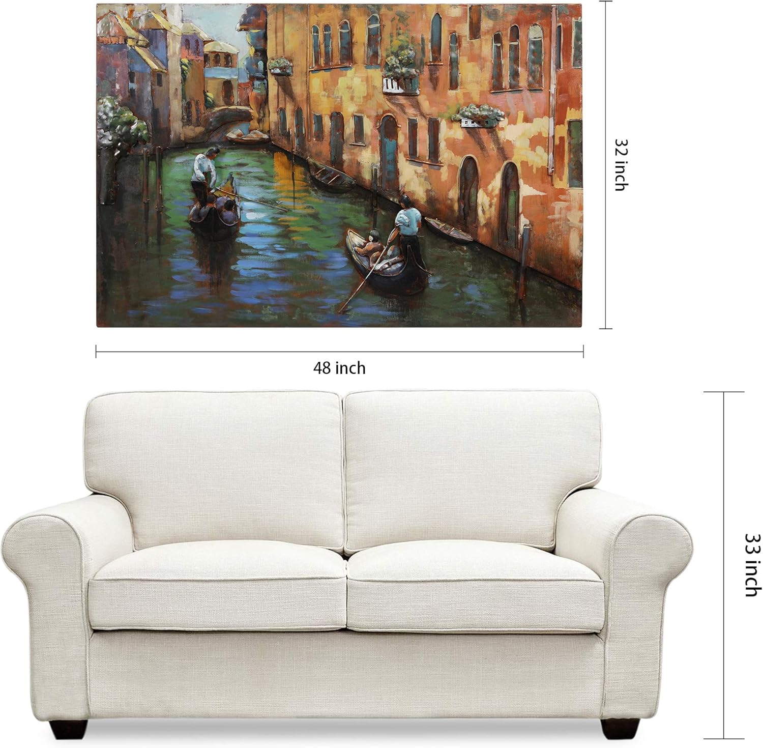 Empire Art Direct Arte de pared dimensional pintado a mano de hierro mixto de Venecia, 48 x 32 x 2.4 pulgadas, listo para colgar (PMO-140335-4832)