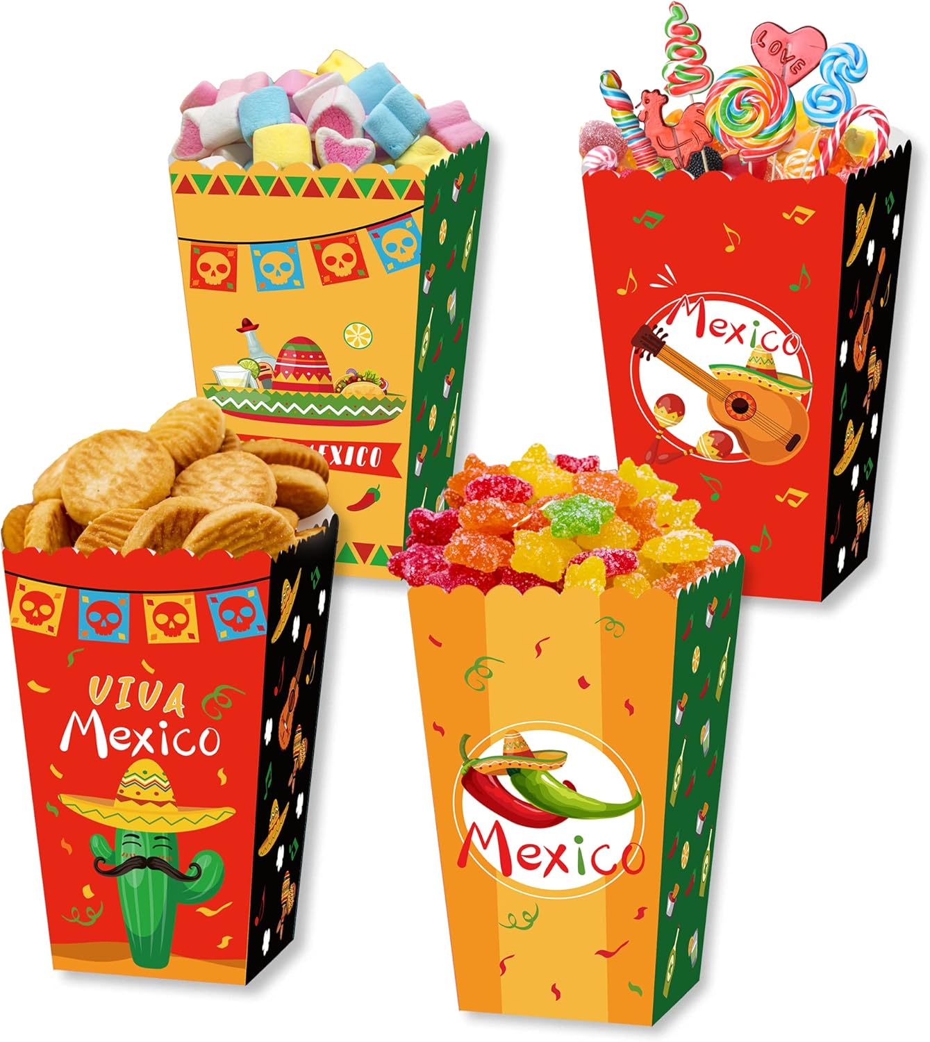 Paquete de 24 cajas de golosinas de palomitas de maíz de México, bandeja de galletas de palomitas de maíz, bolsas de dulces, suministros para