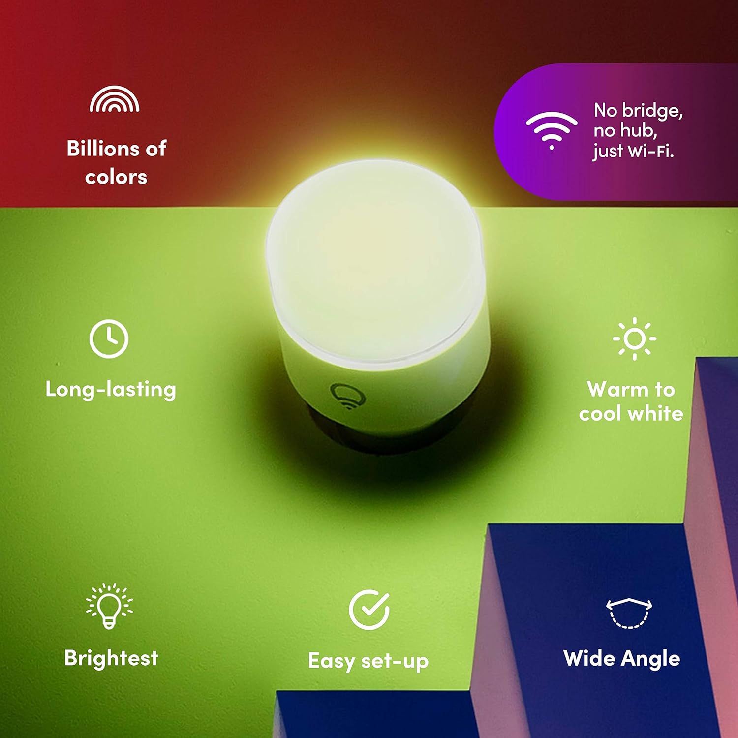 LIFX color, A19 1100 lúmenes, bombilla LED inteligente Wi-Fi, miles de millones de colores y blancos, no requiere puente, funciona con Alexa, Hey