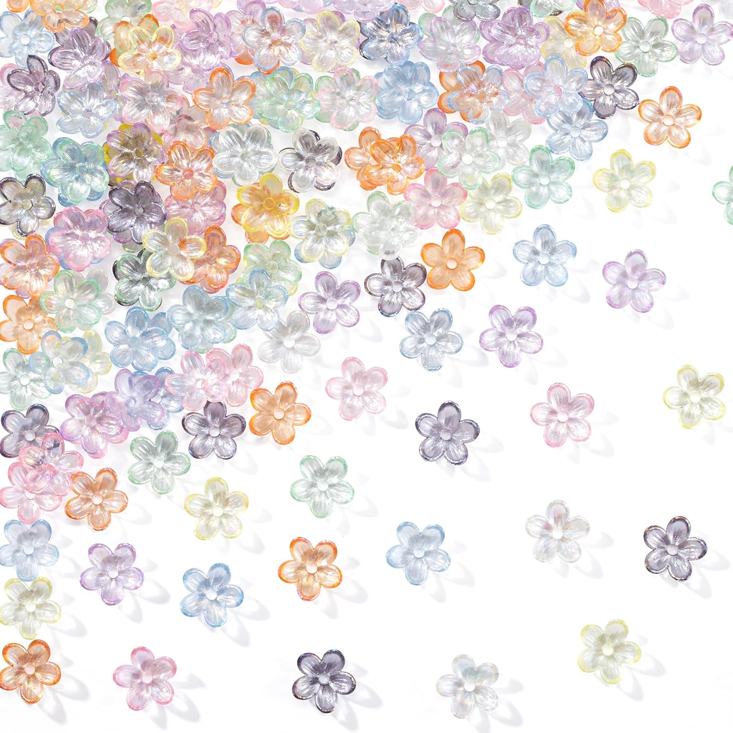 500 cuentas de flores de 0.472 pulgadas (0.472 in) de colores aleatorios de cuentas acrílicas para hacer joyas, aretes, collares, pulseras, adornos