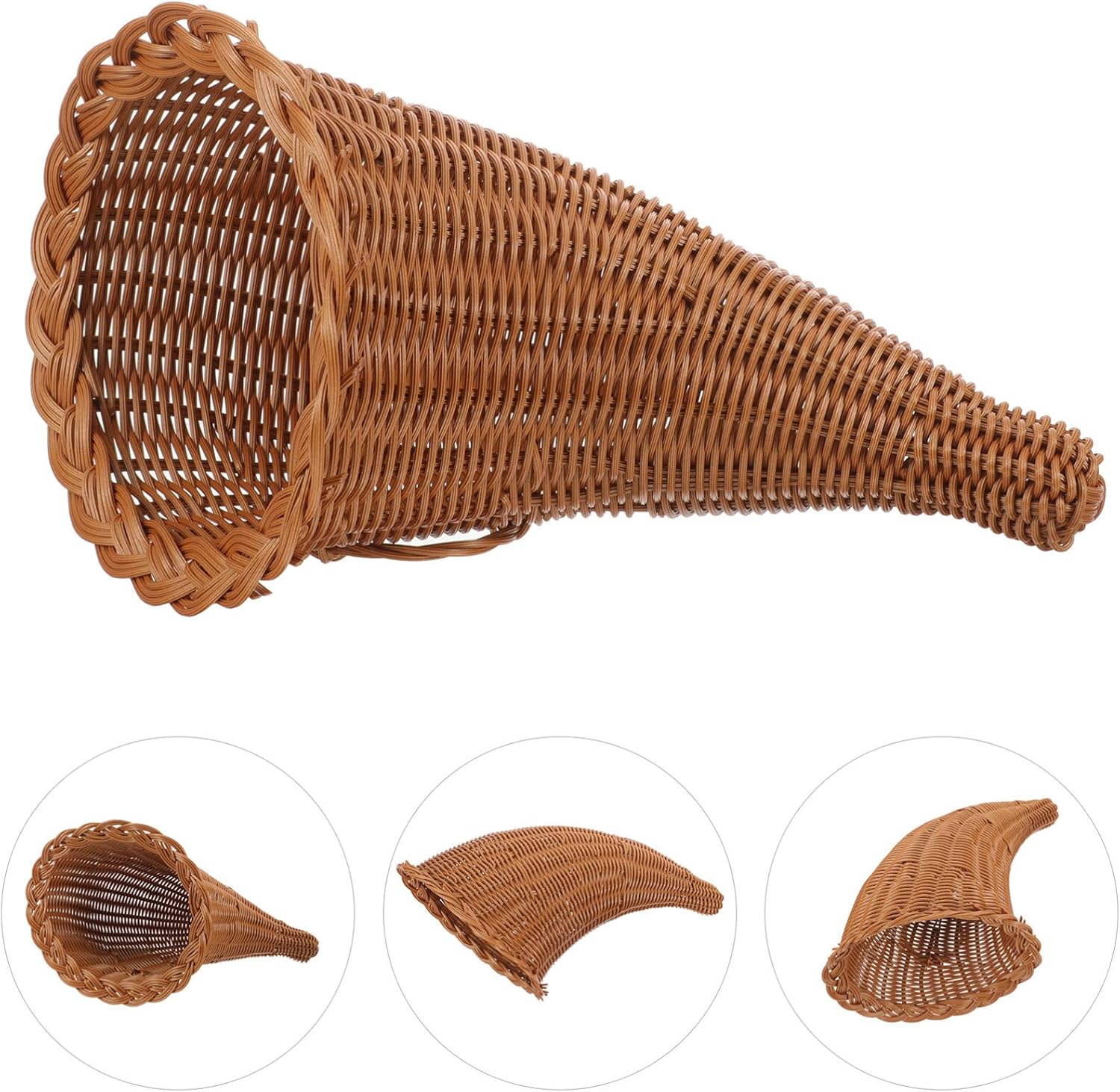 Abaodam Cornucopia – Cesta de mimbre para otoño, cesta de mimbre para pan, cesta de frutas tejidas para alimentos y verduras, bandeja para