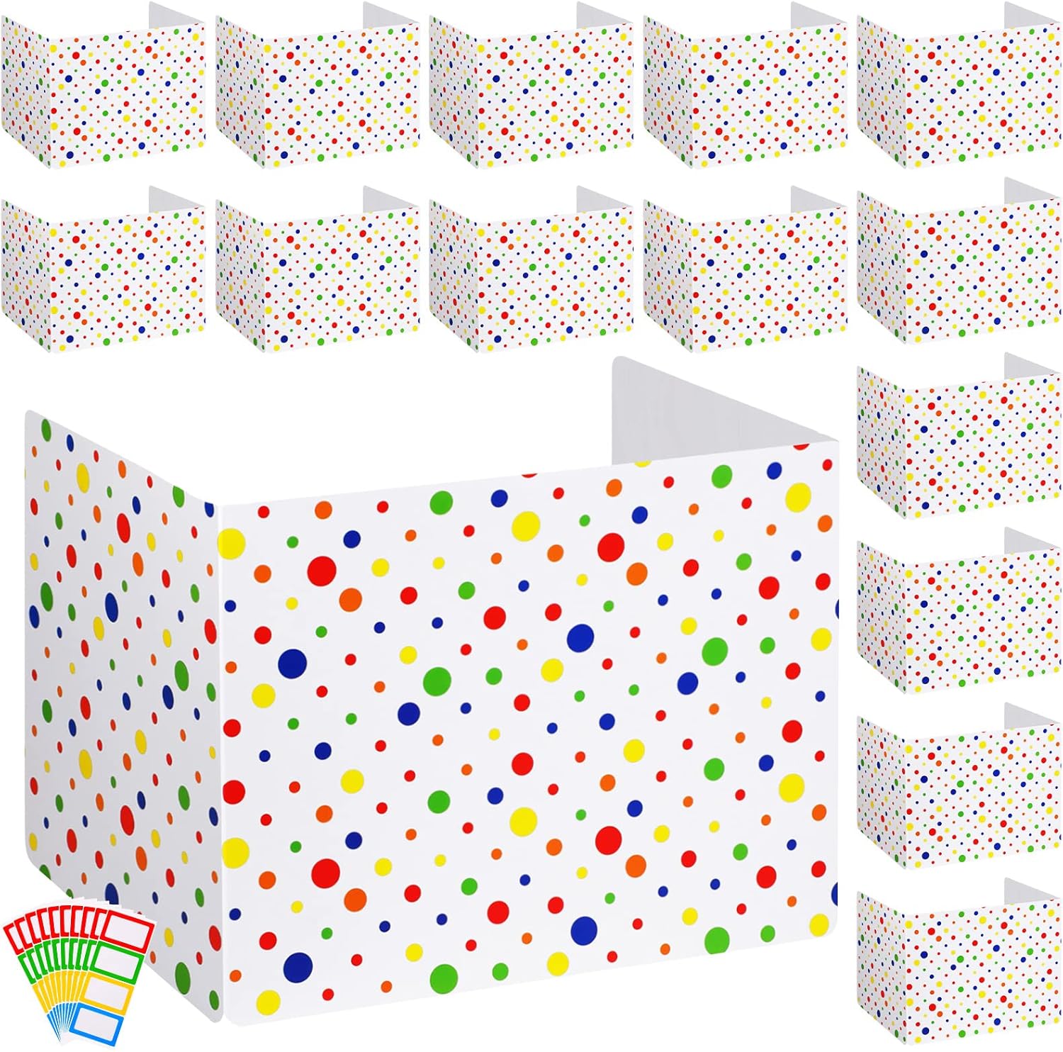 Teling Tableros grandes de privacidad escolar para escritorios de estudiantes, Polk Dot, carpeta de privacidad para aula, carrel de estudio, reduce