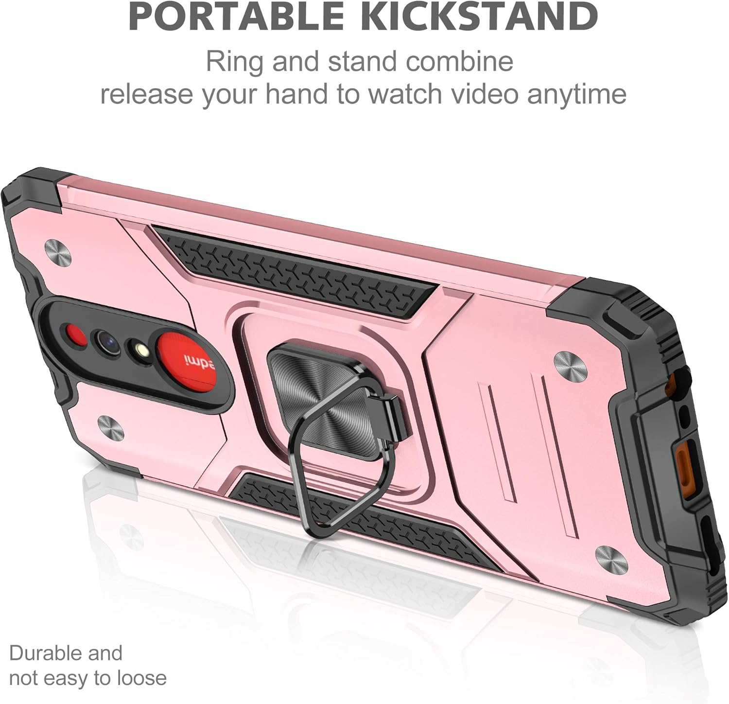Asuwish Funda de teléfono para Xiaomi Redmi 8A Redme 8 con protector de pantalla de vidrio templado y soporte de anillo delgado híbrido protector