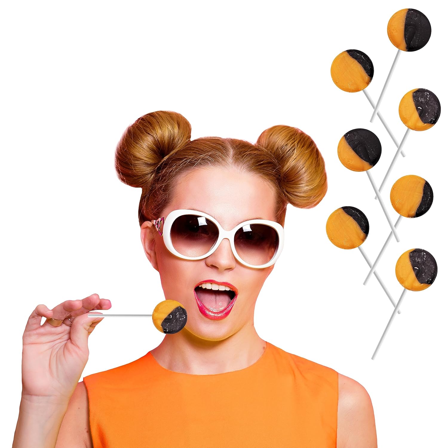Fruidles Paleta plana naranja y negra, ideal para rellenar bolsas de golosinas de Halloween, envueltas individualmente (media libra)