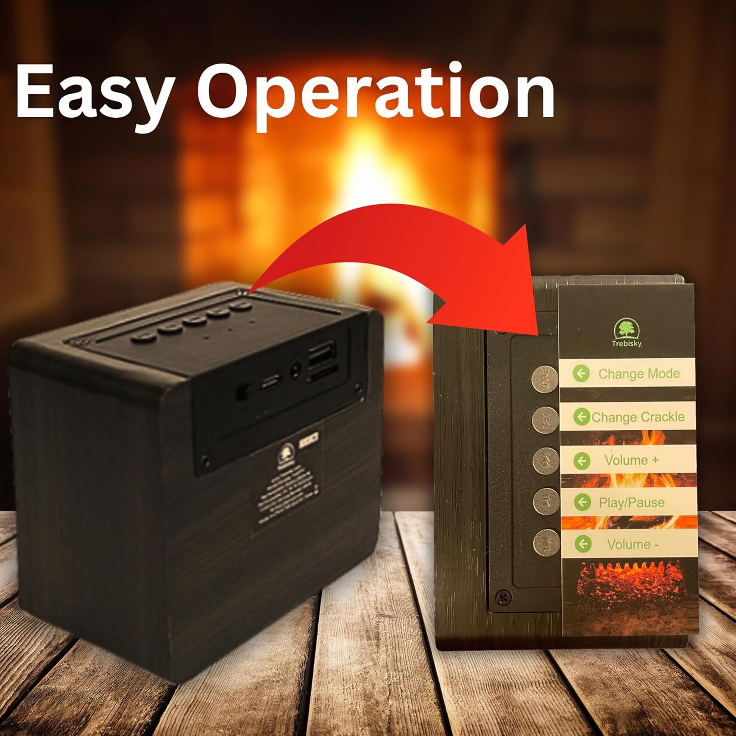 Sistema de sonido Fire Crackler Comfort Creador de efectos de sonido crujientes Altavoz Bluetooth portátil recargable para chimenea de gas