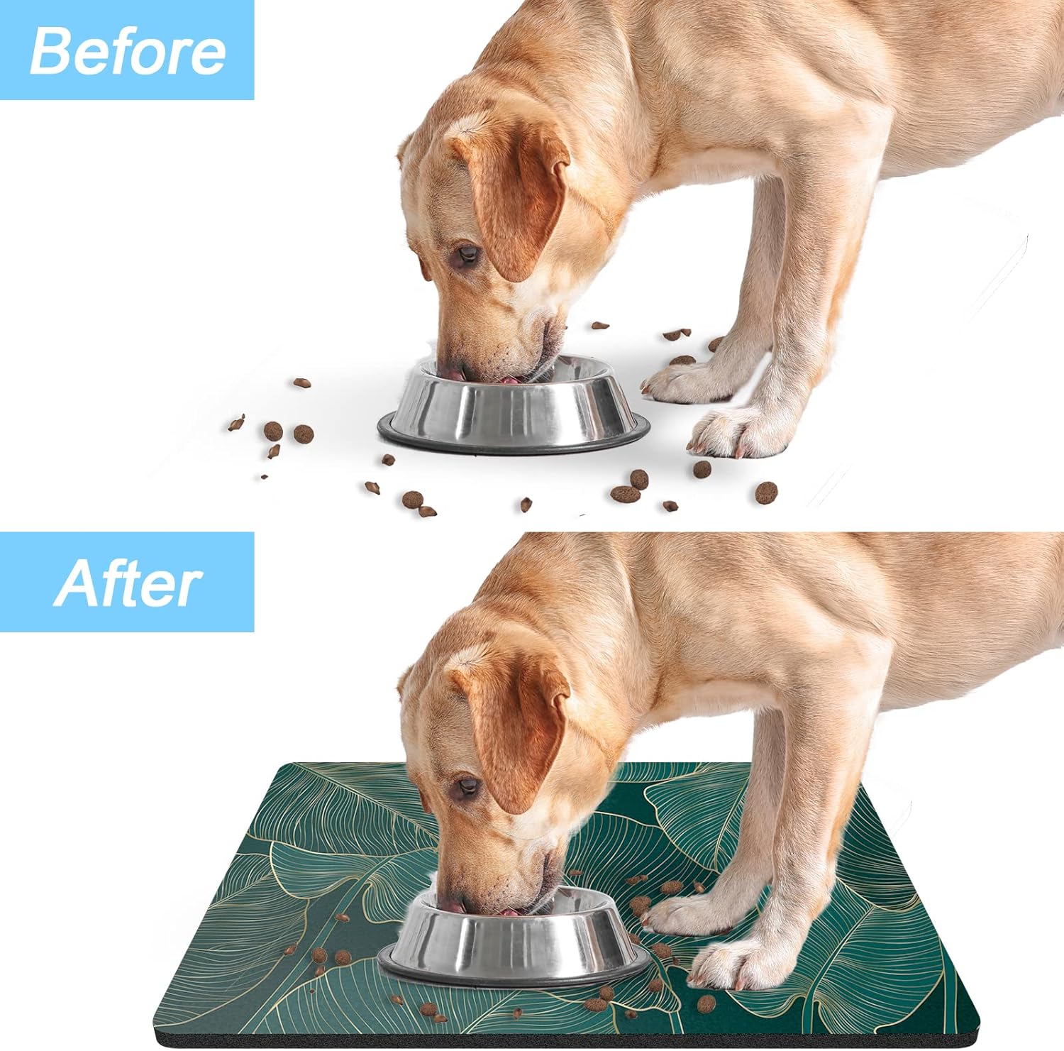 Tapete de comida para perros, de 16 x 24 pulgadas, tapete absorbente para perros y gatos, tapete absorbente para proteger los suelos, bonito tapete