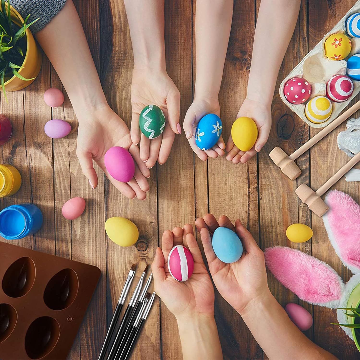Paquete de 2 moldes de silicona para huevos de Pascua, 8 cavidades para decoración de pasteles, molde para hornear en forma de huevo para hacer
